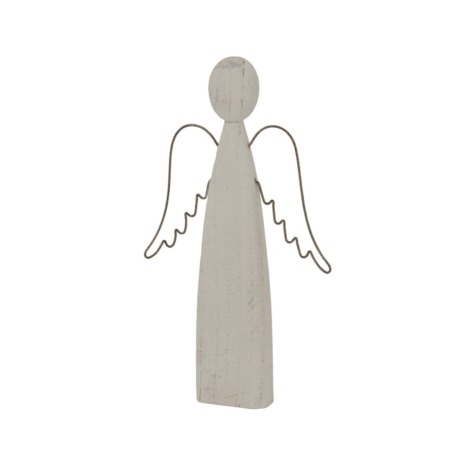 Large Whitewashed Rustic Standing Angel – Colour: White
