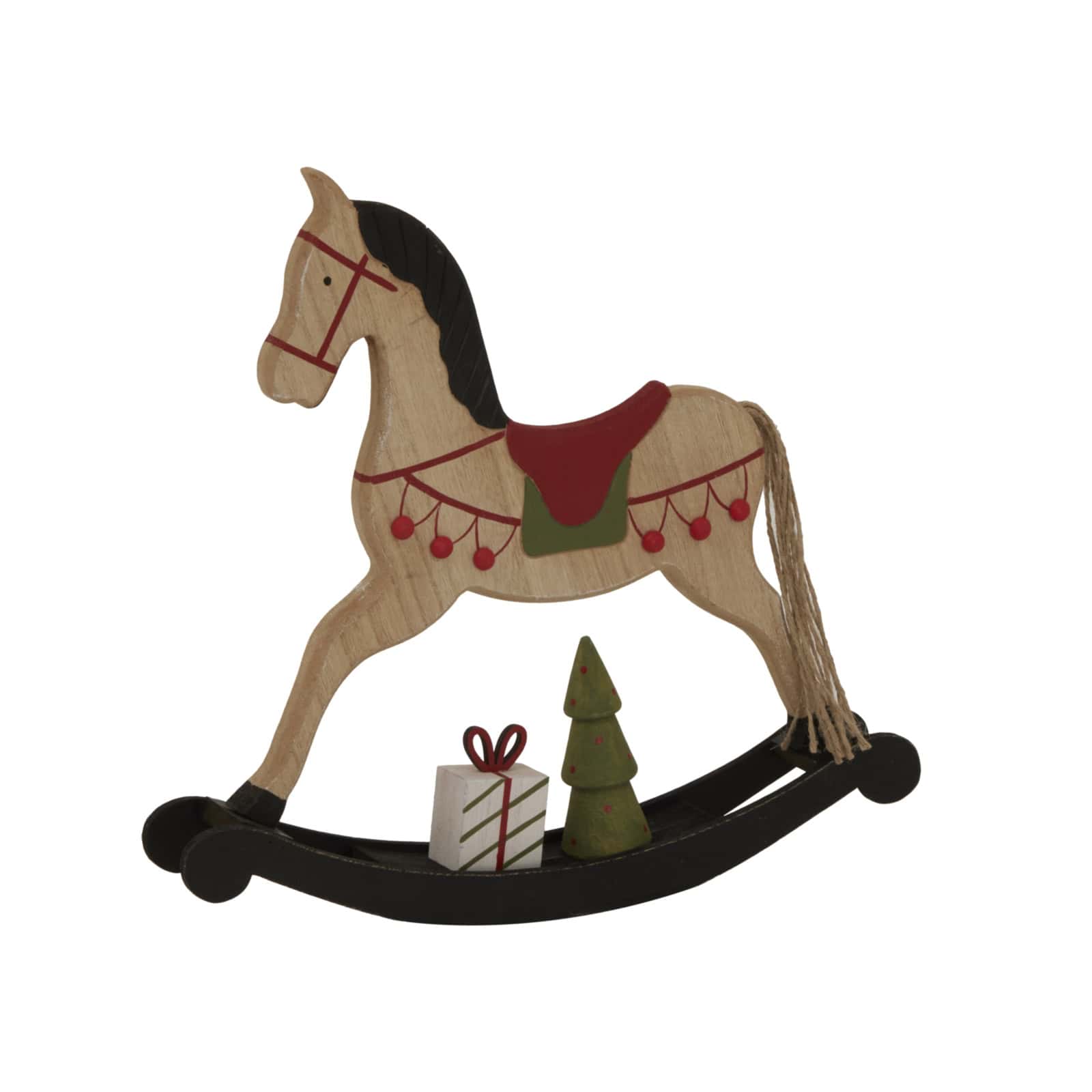 Large Rustic Decorated Rocking Horse – Colour: Brown
