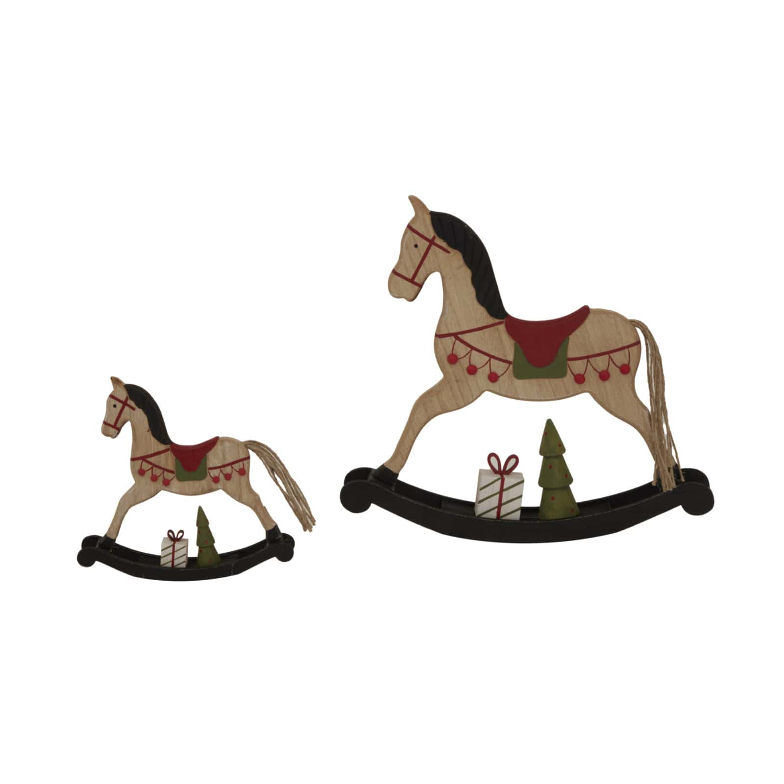 Large Rustic Decorated Rocking Horse – Material: Wood
