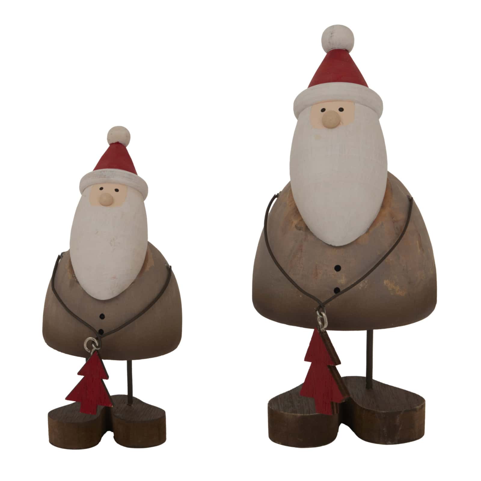 Rustic Santa With Tree Decoration – Material: Metal