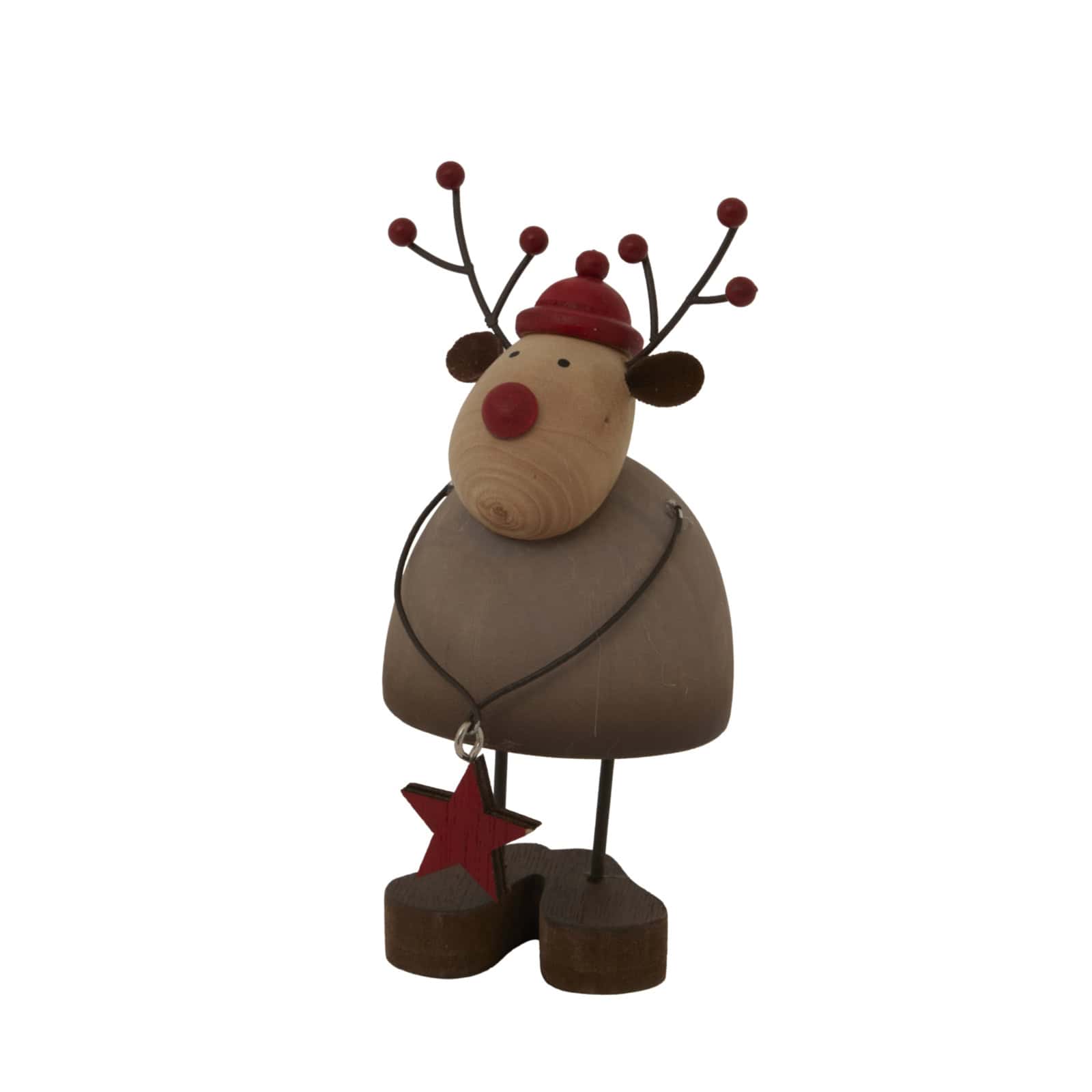 Rustic Reindeer With Star Decoration – Colour: Brown