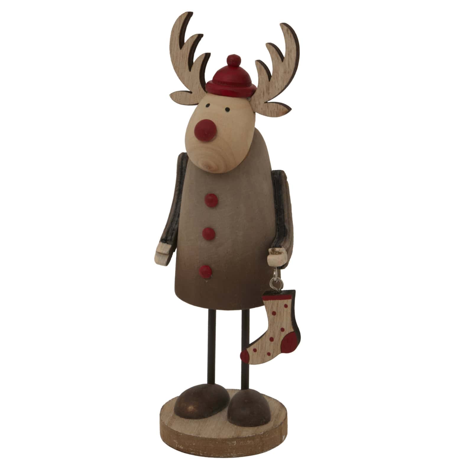Rustic Rudolf With Stocking Decoration – Colour: Brown