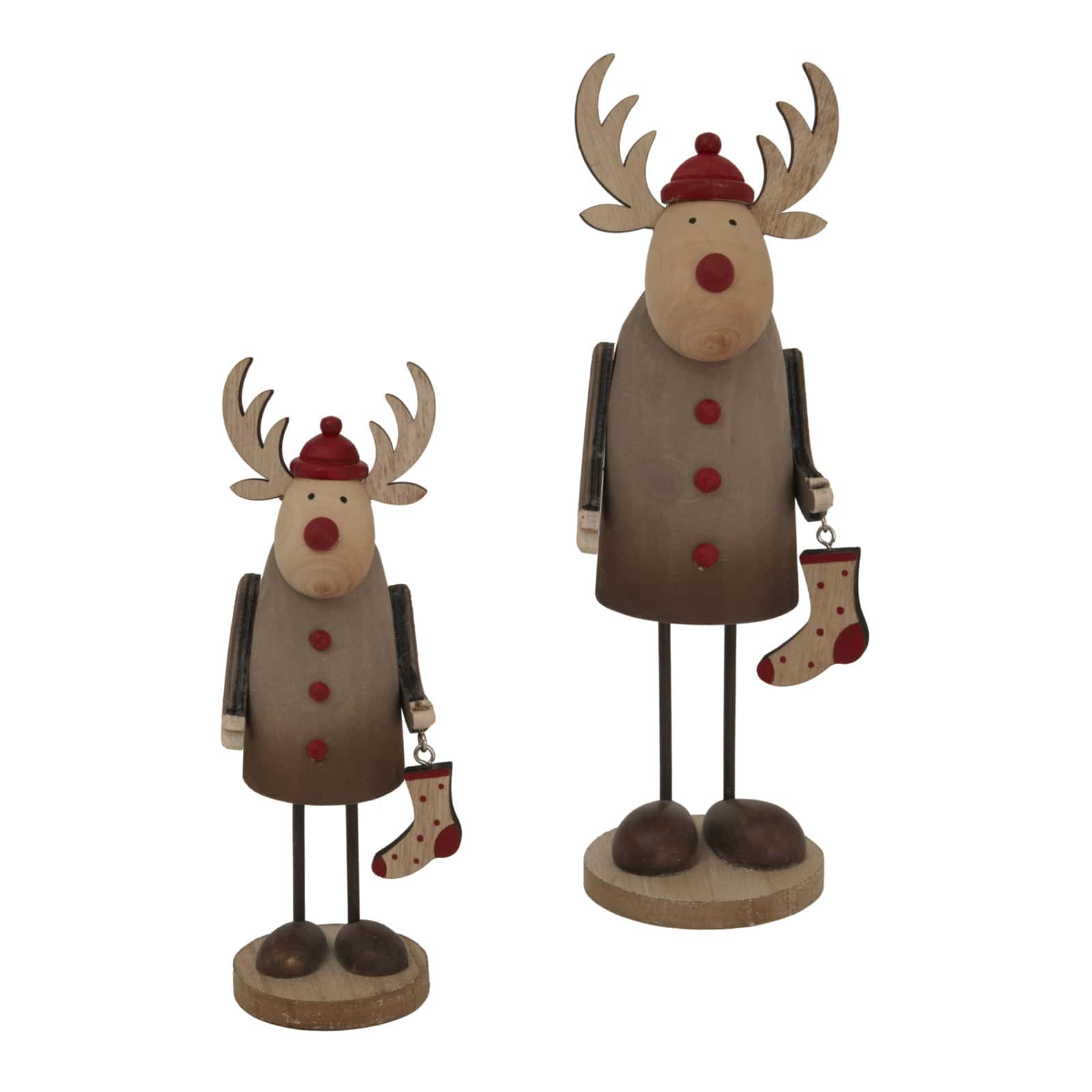 Rustic Rudolf With Stocking Decoration – Material: Metal