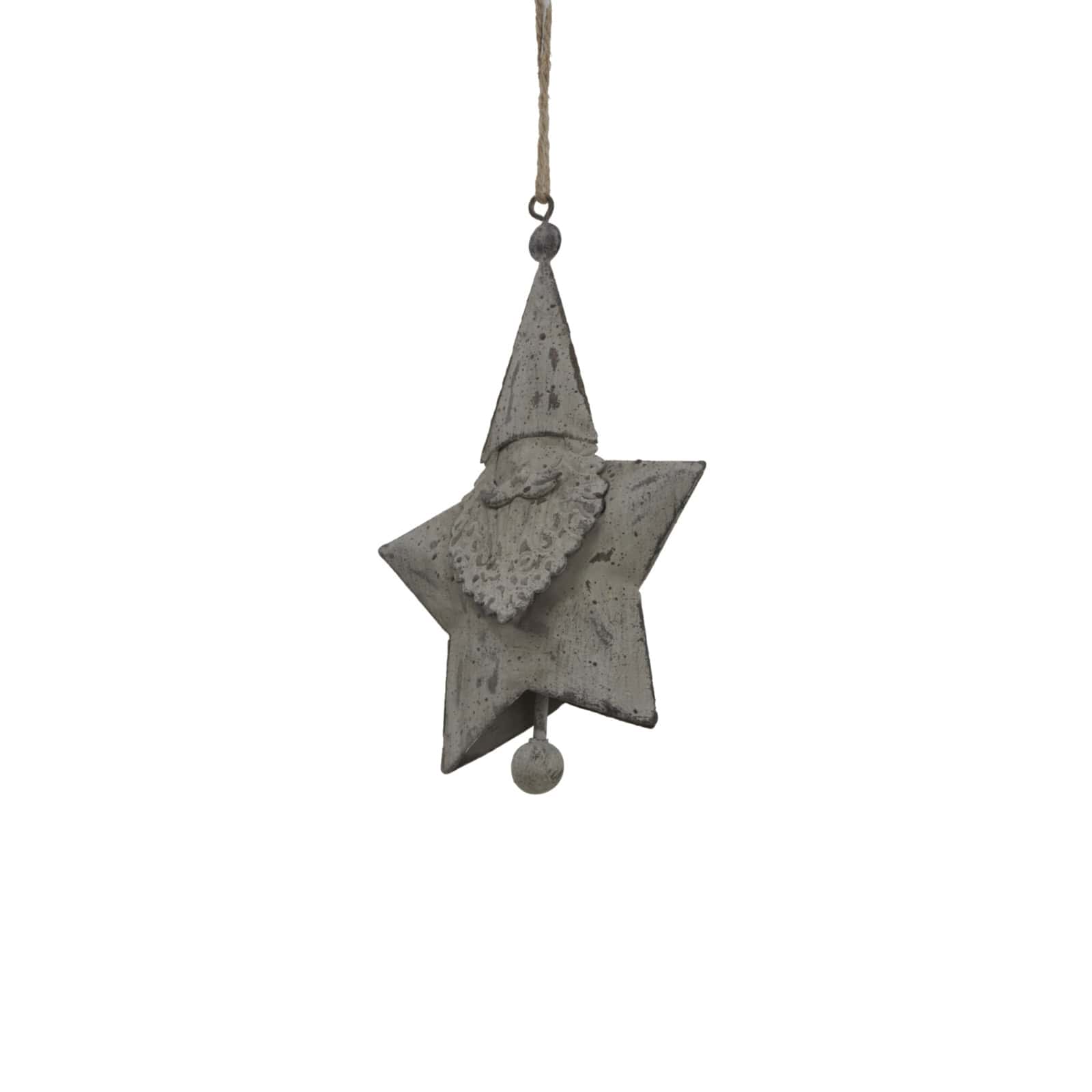 Rustic Hanging Santa Star – Colour: White