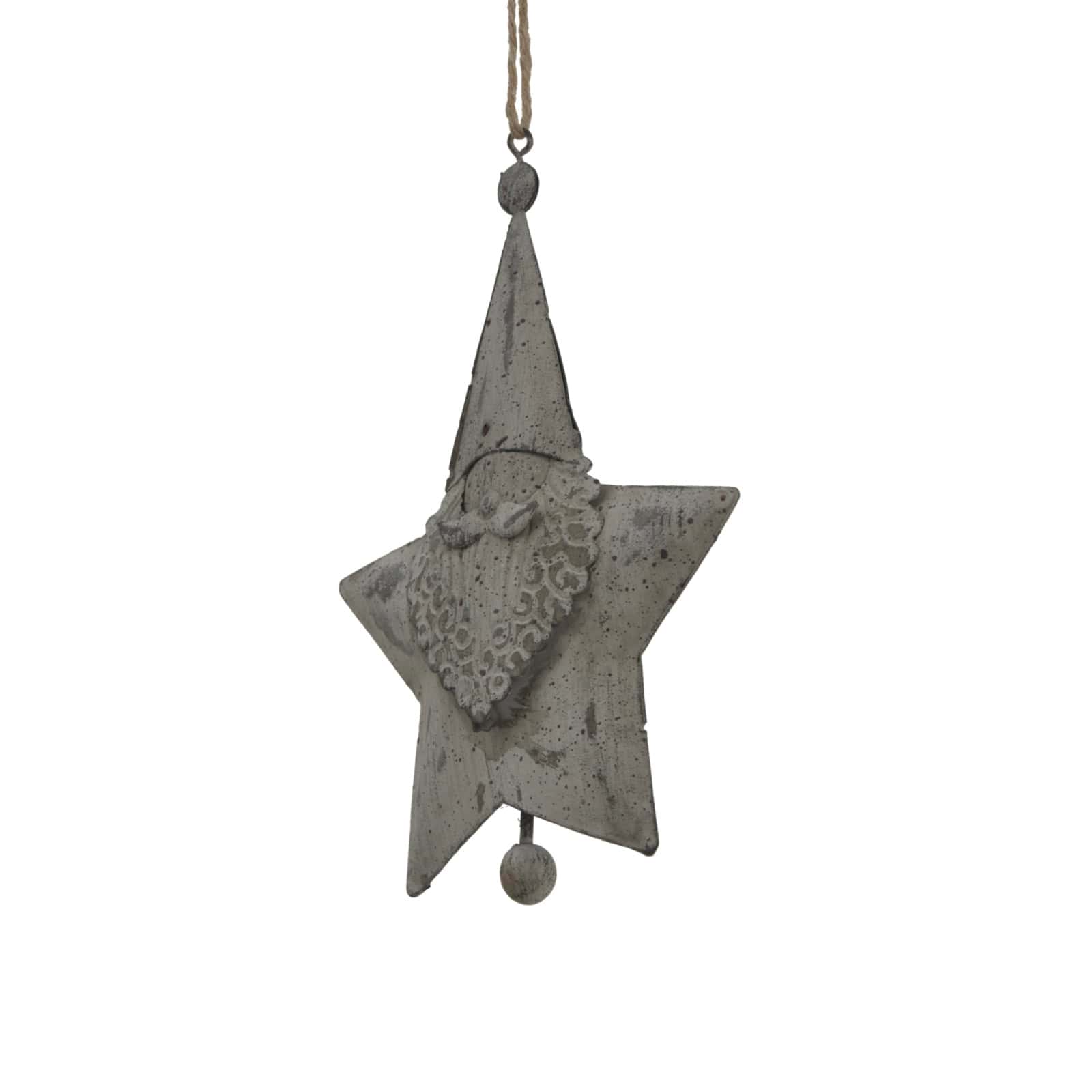 Large Rustic Hanging Santa Star – Colour: White