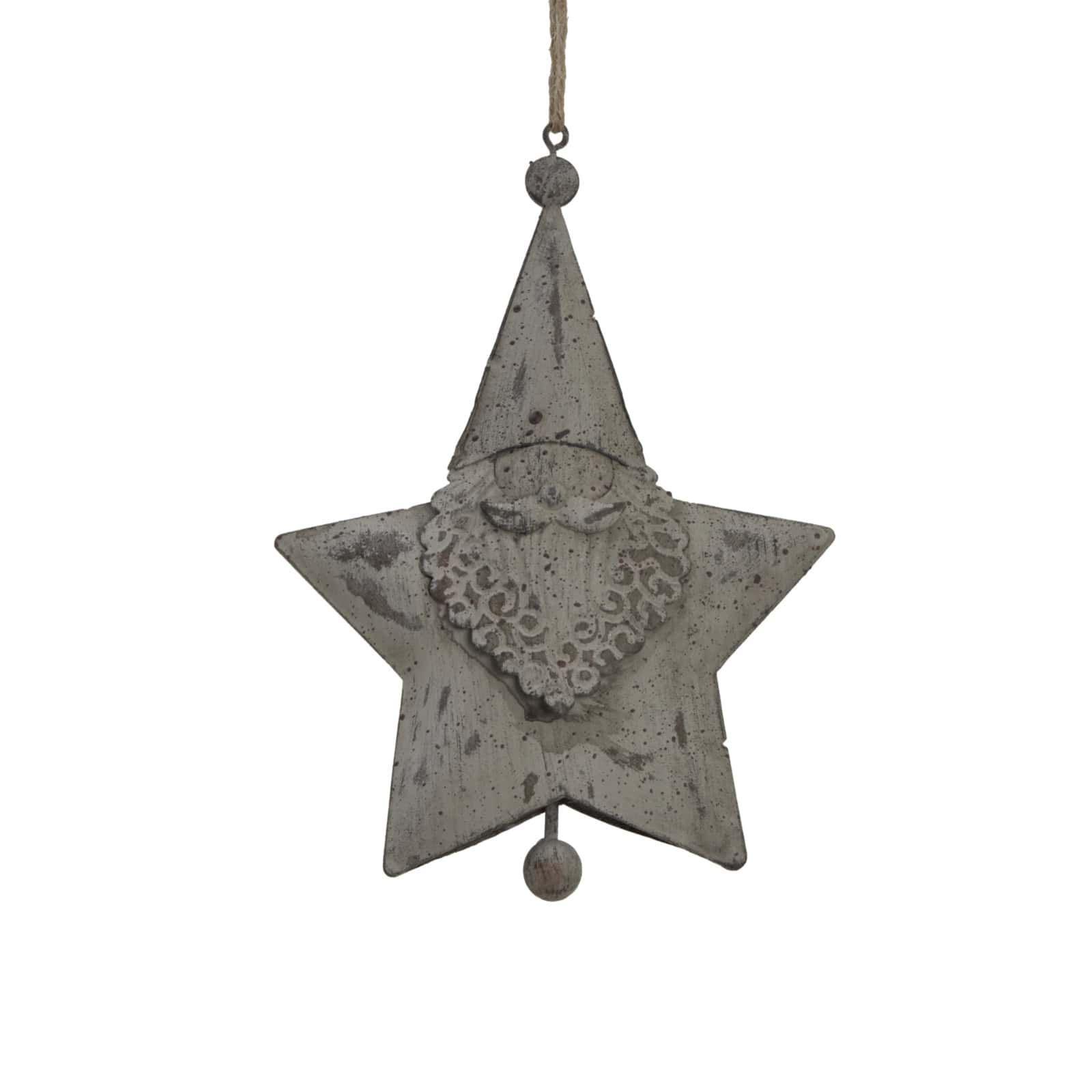 Large Rustic Hanging Santa Star – Material: Metal