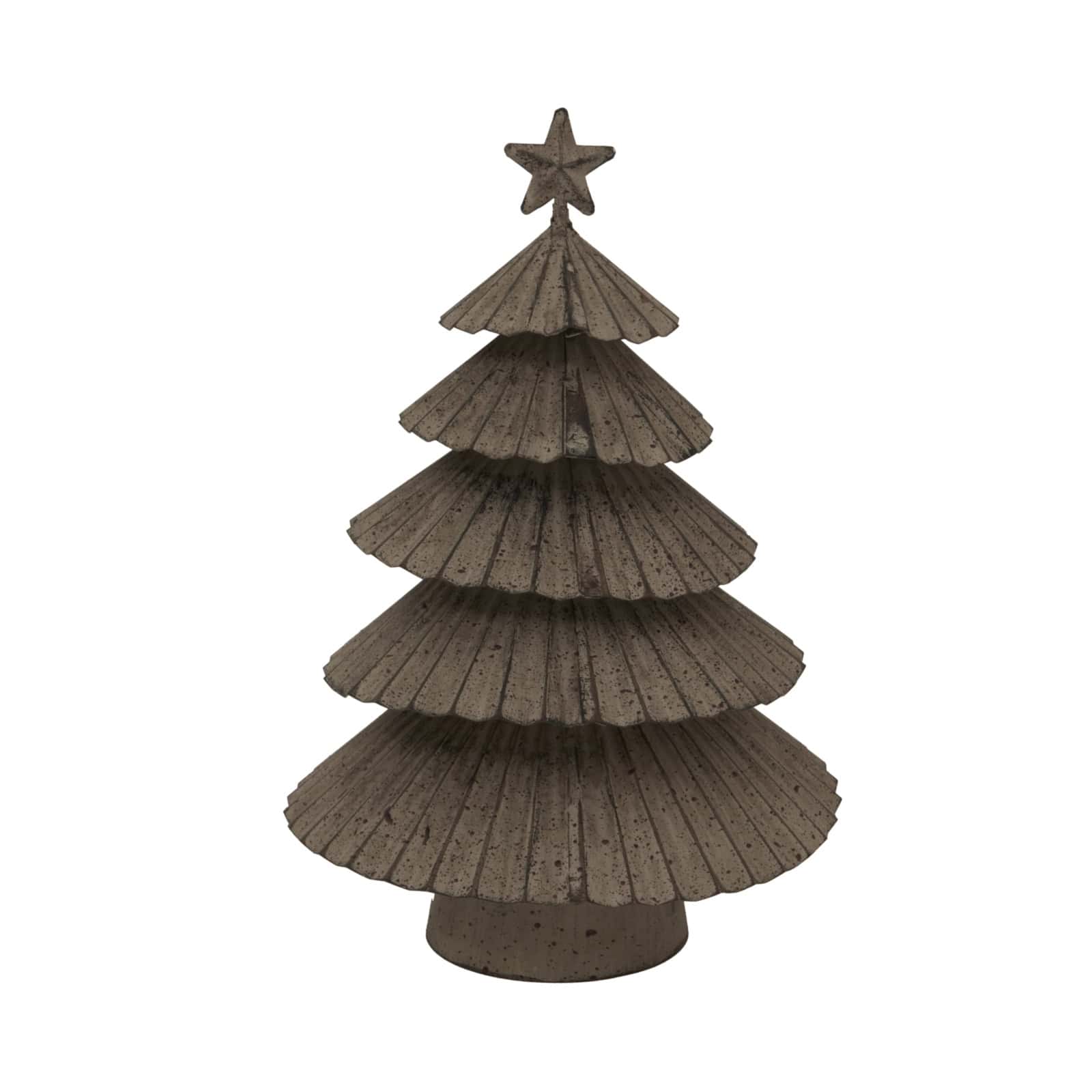 Large Rustic Metal Layered Tree With Star – Colour: Silver