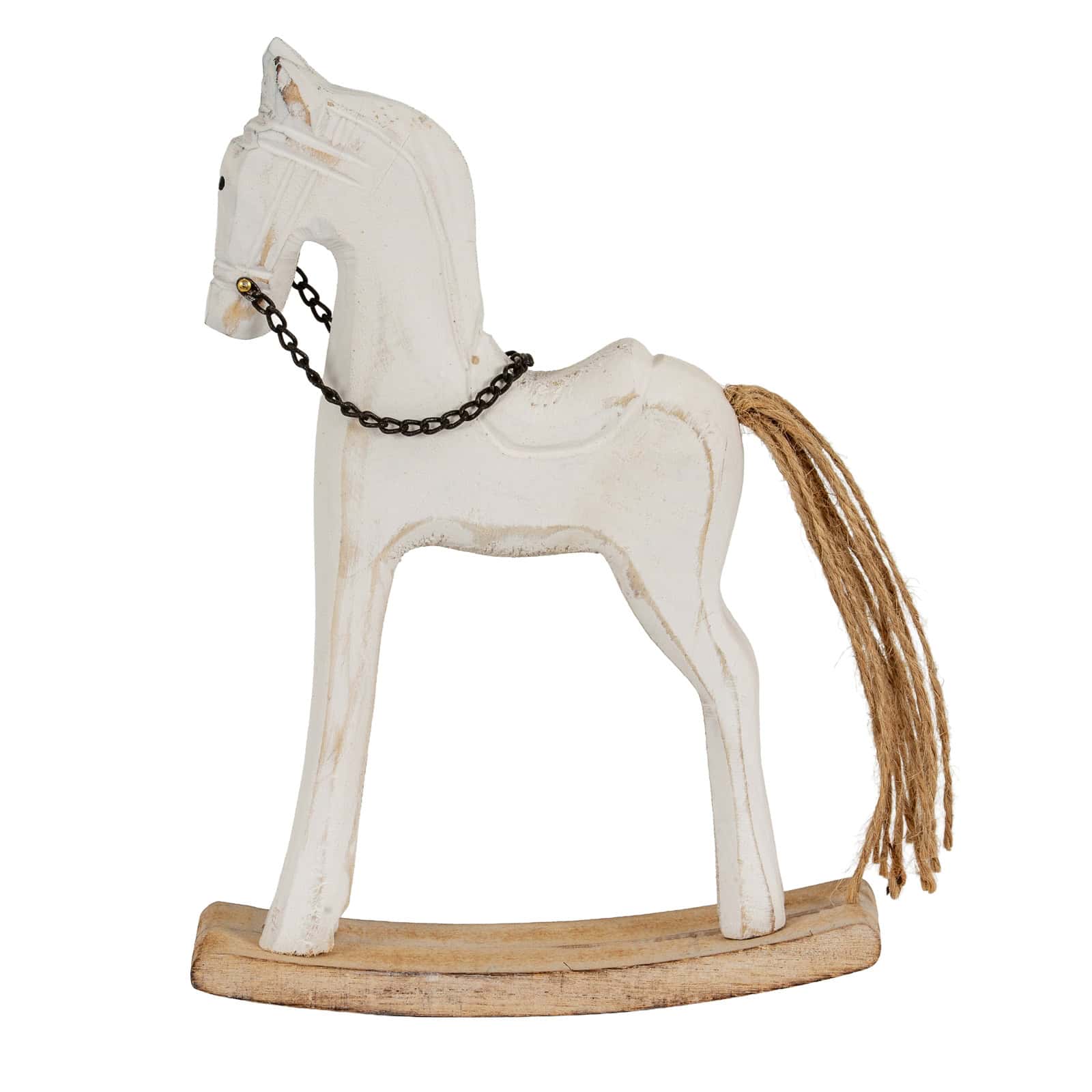 Whitewashed Rustic Rocking Horse – Colour: Brown