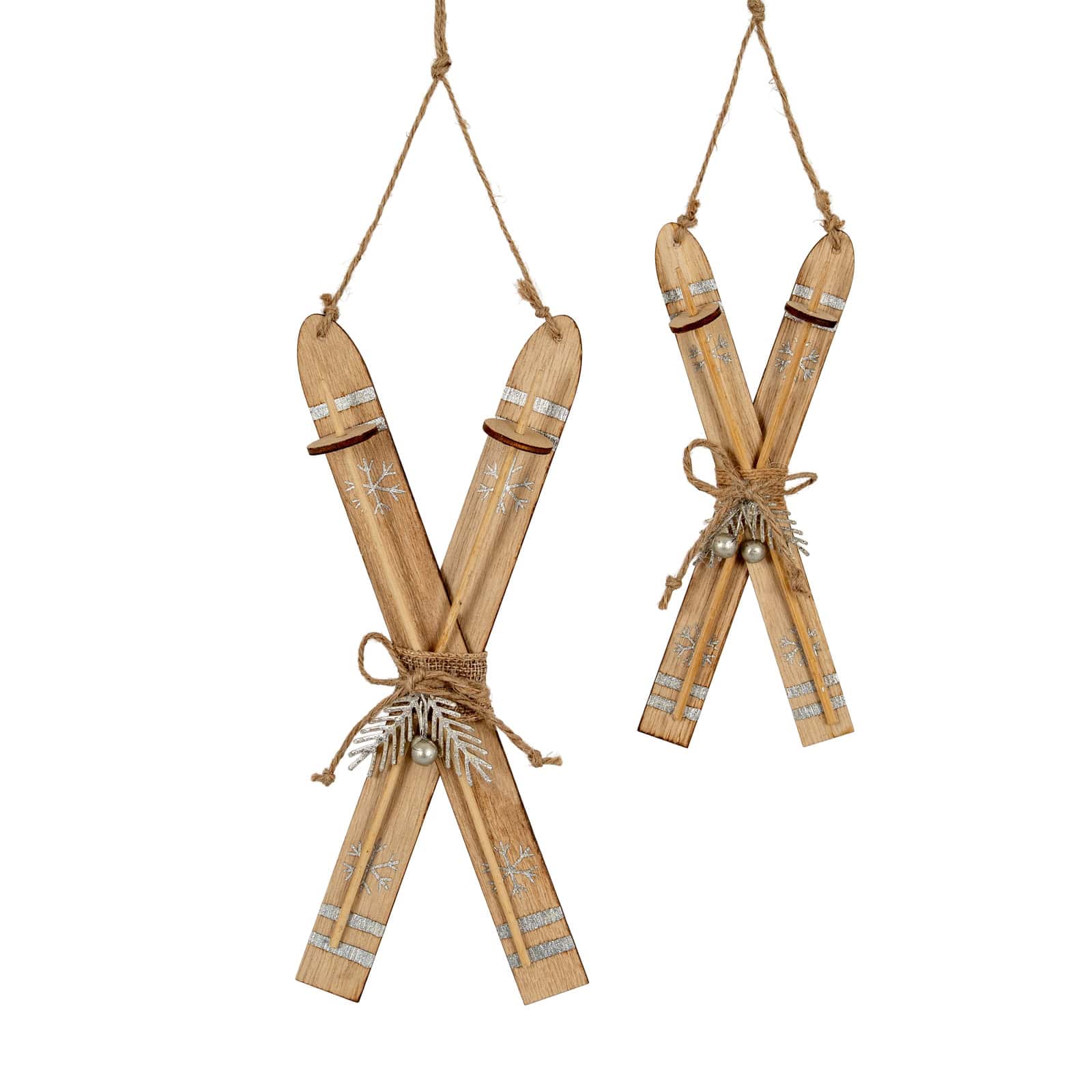 Natural Rustic Crossed Skis – Christmas Decorations