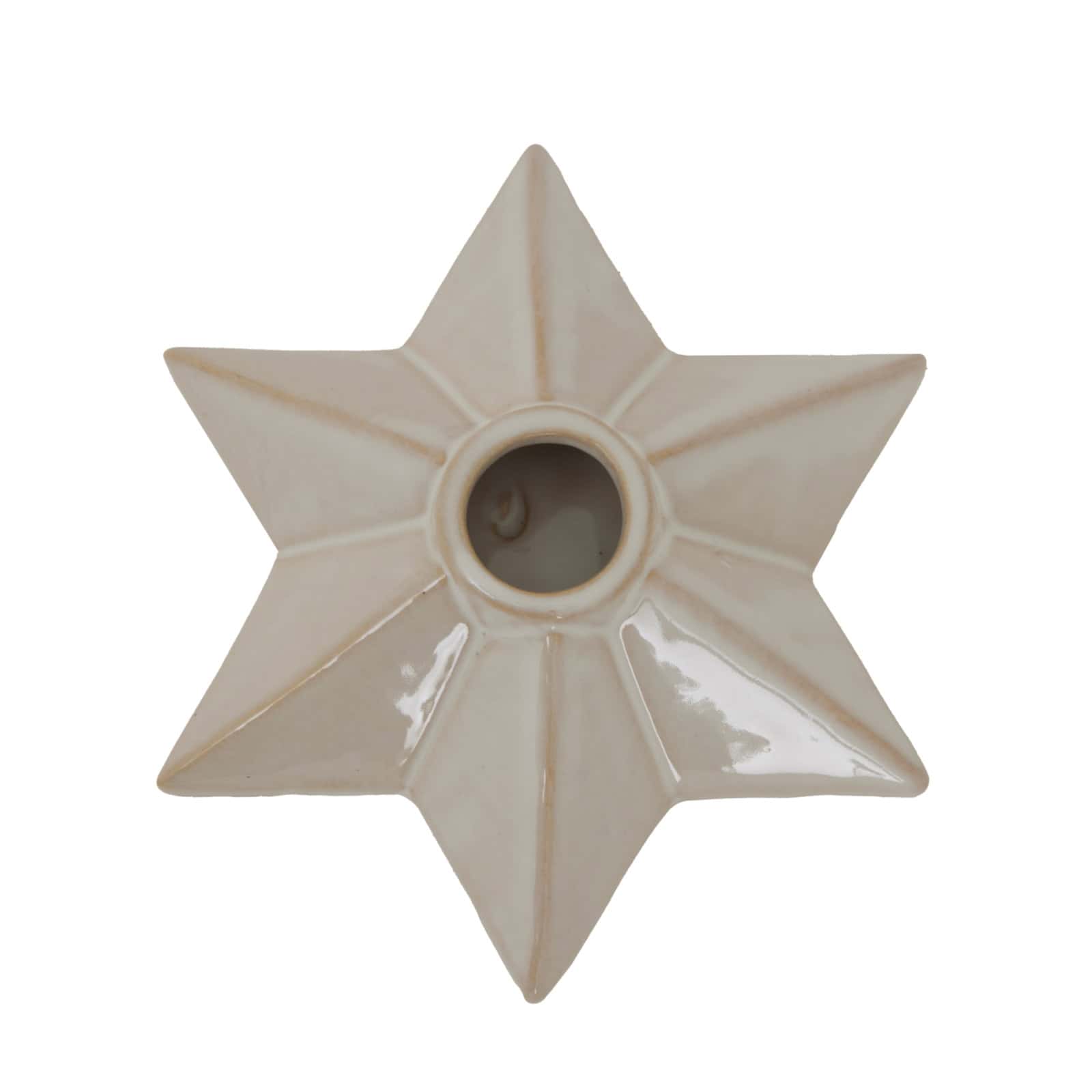 Alora Ceramic Angled Star Candle Holder – Colour: White
