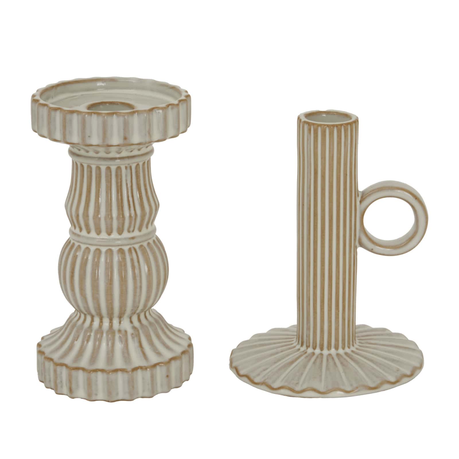 Alora Ceramic Pillar Candle Holder – Colour: White