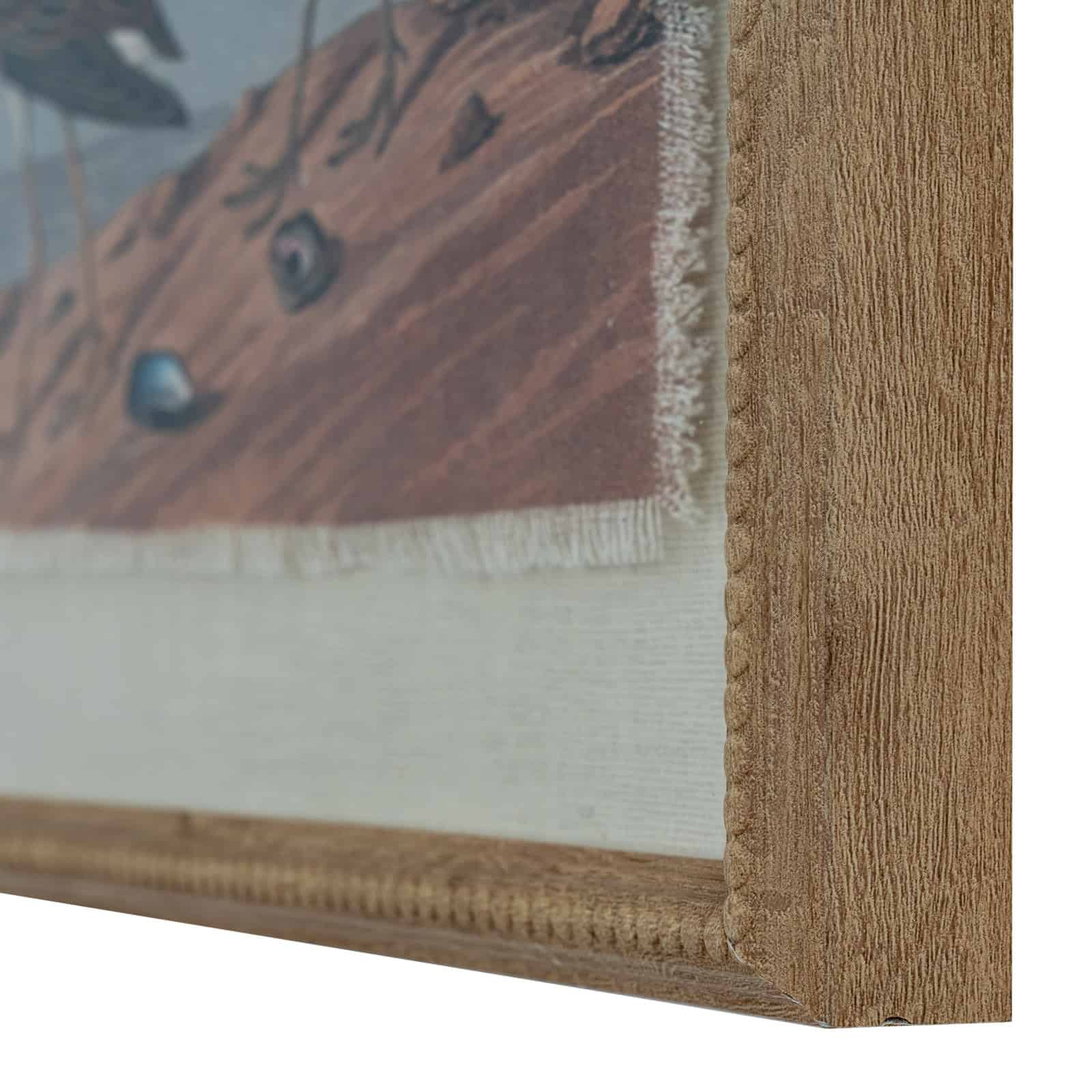 Flora & Fauna Collection Sandpipers On Linen In Beaded Frame – Colour: Brown