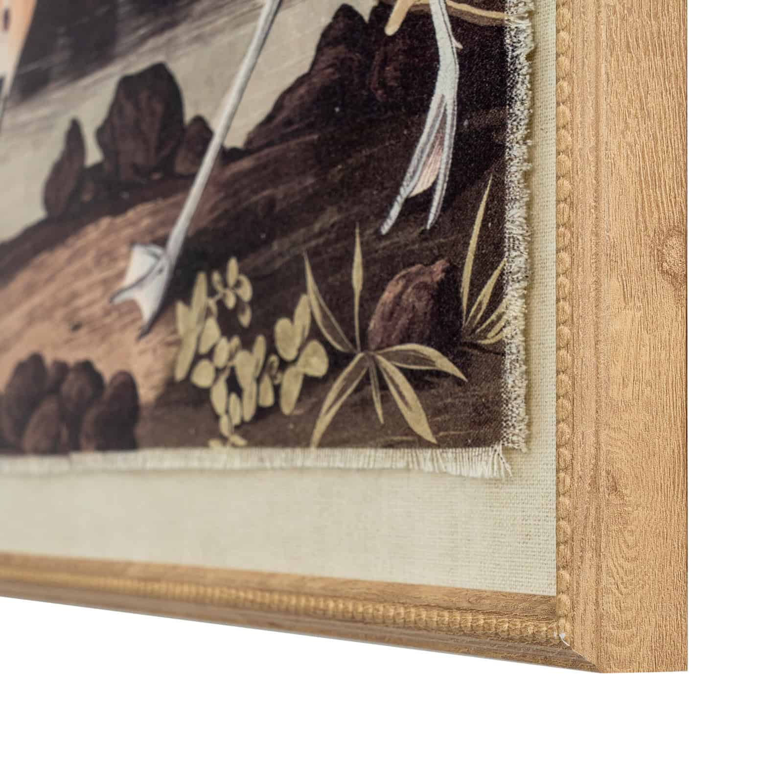 Flora & Fauna Collection Avocet On Linen In Beaded Frame – Colour: Brown