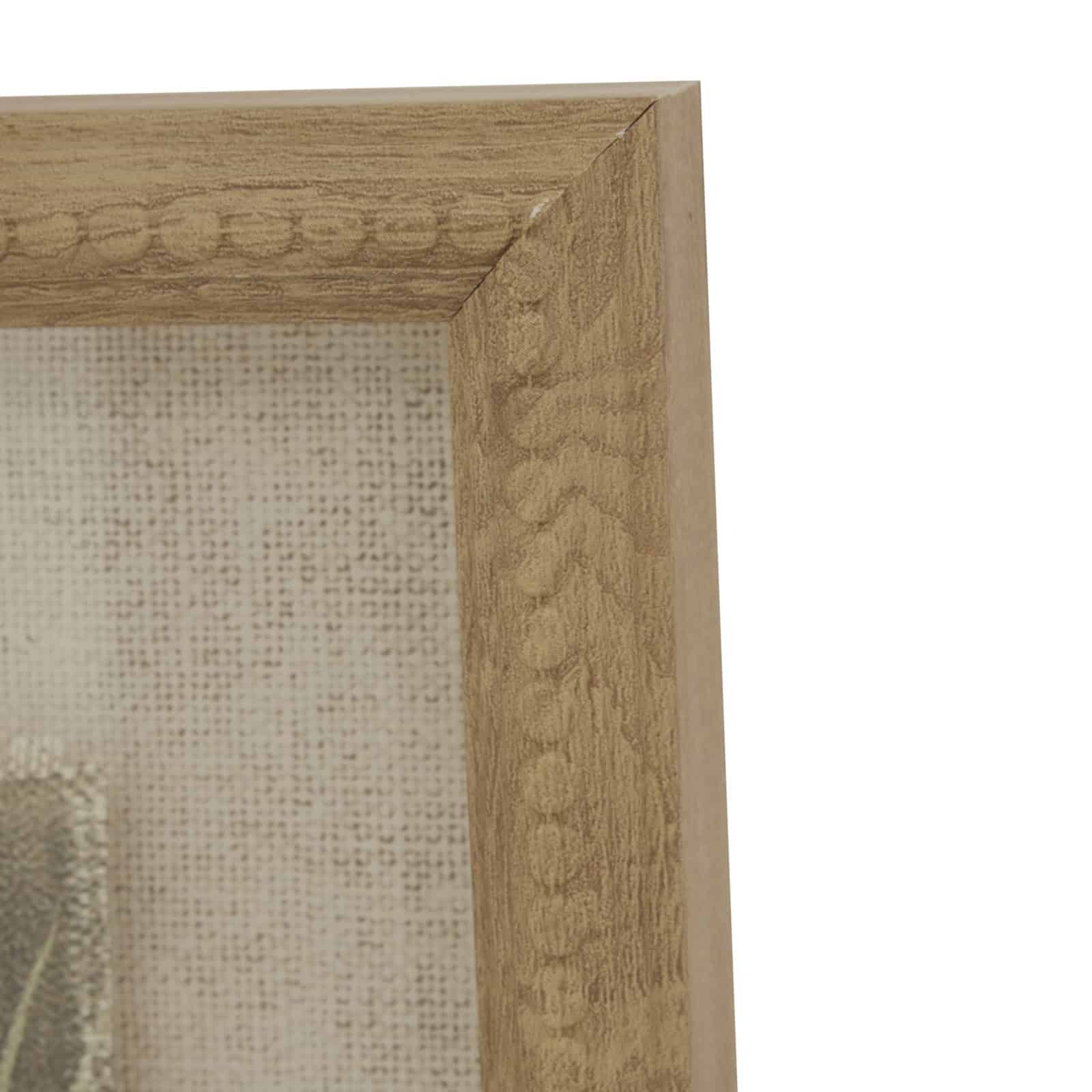 Flora & Fauna Collection Avocet On Linen In Beaded Frame – Material: Glass
