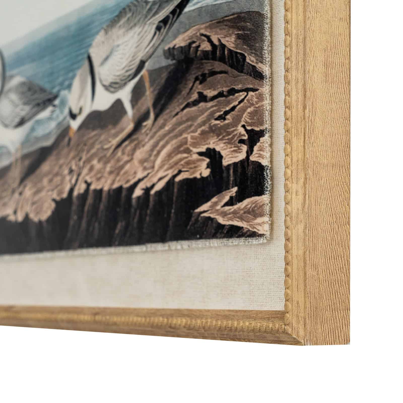 Flora & Fauna Collection Plovers On Linen In Beaded Frame – Colour: Brown
