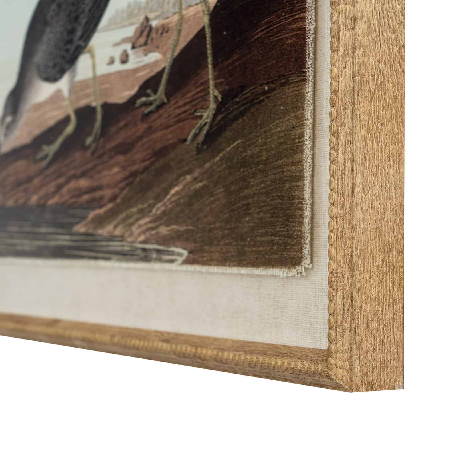 Flora & Fauna Collection Snipes On Linen In Beaded Frame – Colour: Brown