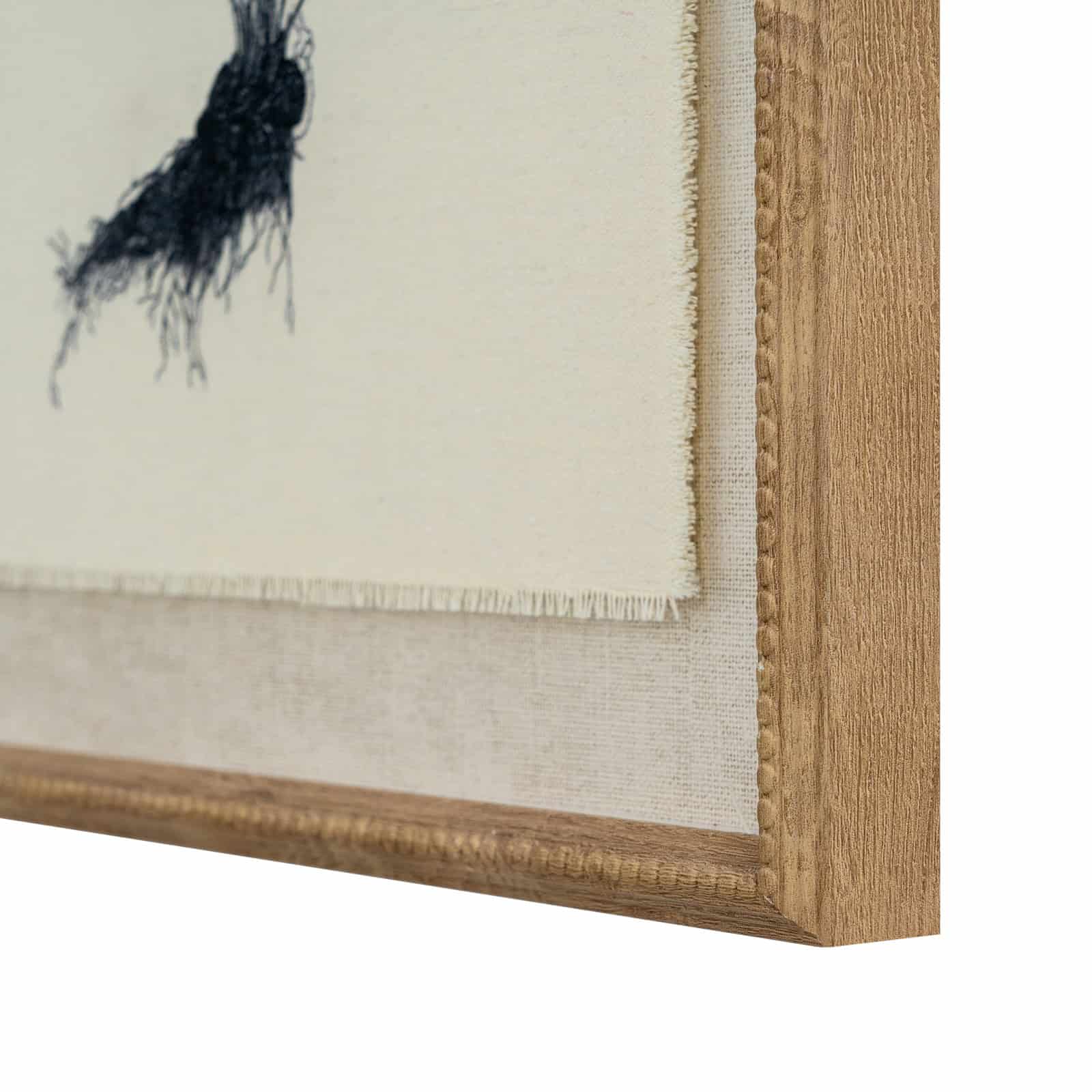 Flora & Fauna Collection Spleenwort On Linen In Beaded Frame – Colour: White