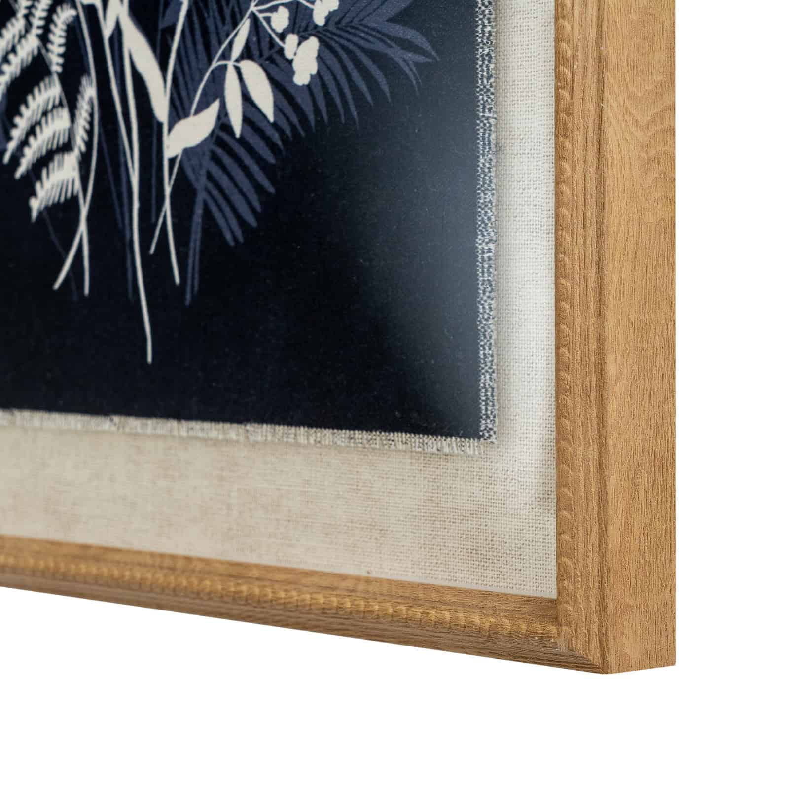 Flora & Fauna Collection Meadow On Linen In Beaded Frame – Colour: White