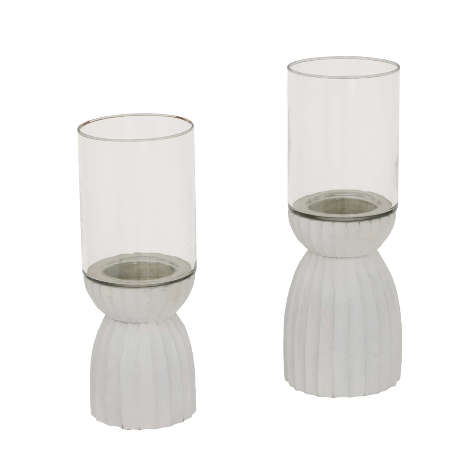 Large White Carved Hurricane Lantern – Candle Holders & Lanterns