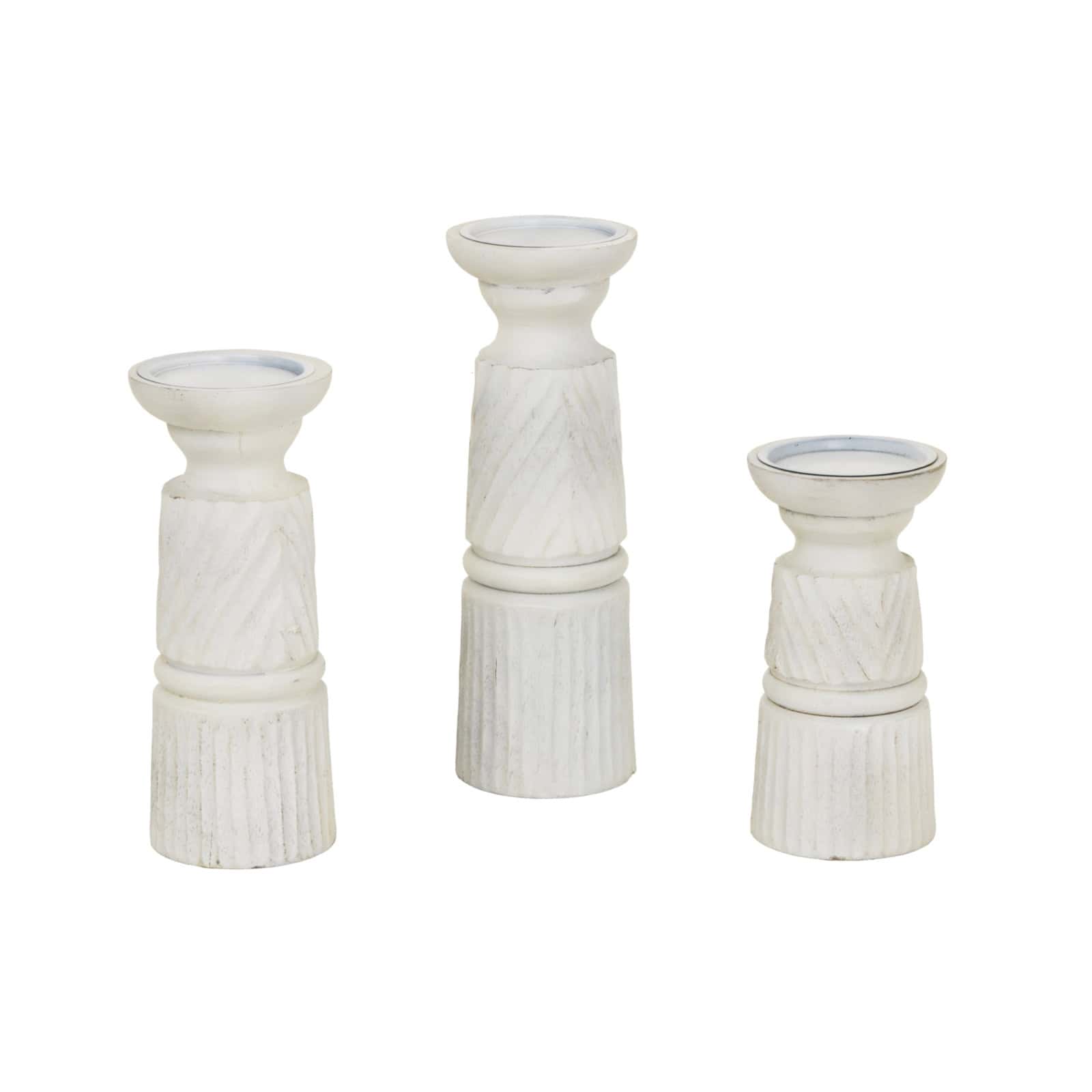 Large White Carved Candle Holder – Additional view