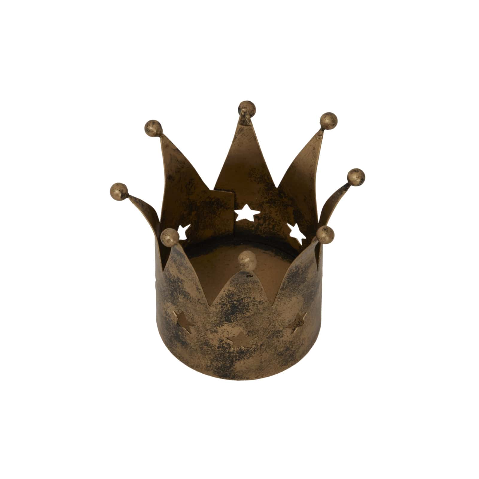 Antique Gold Crown Tealight Holder – Material: Metal