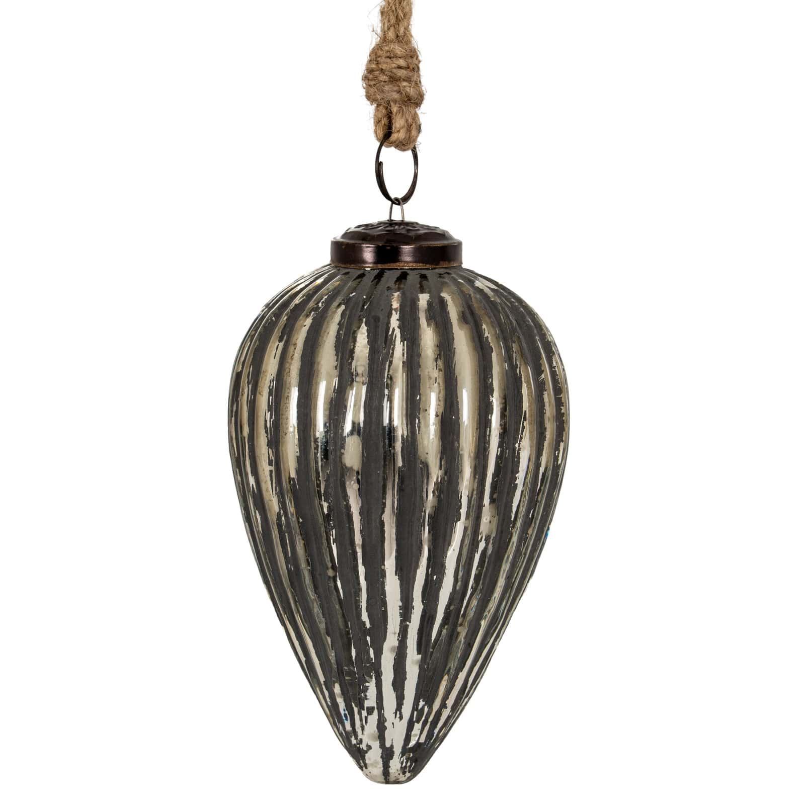 Grey Metallic Collection Large Cone Bauble – Colour: Silver
