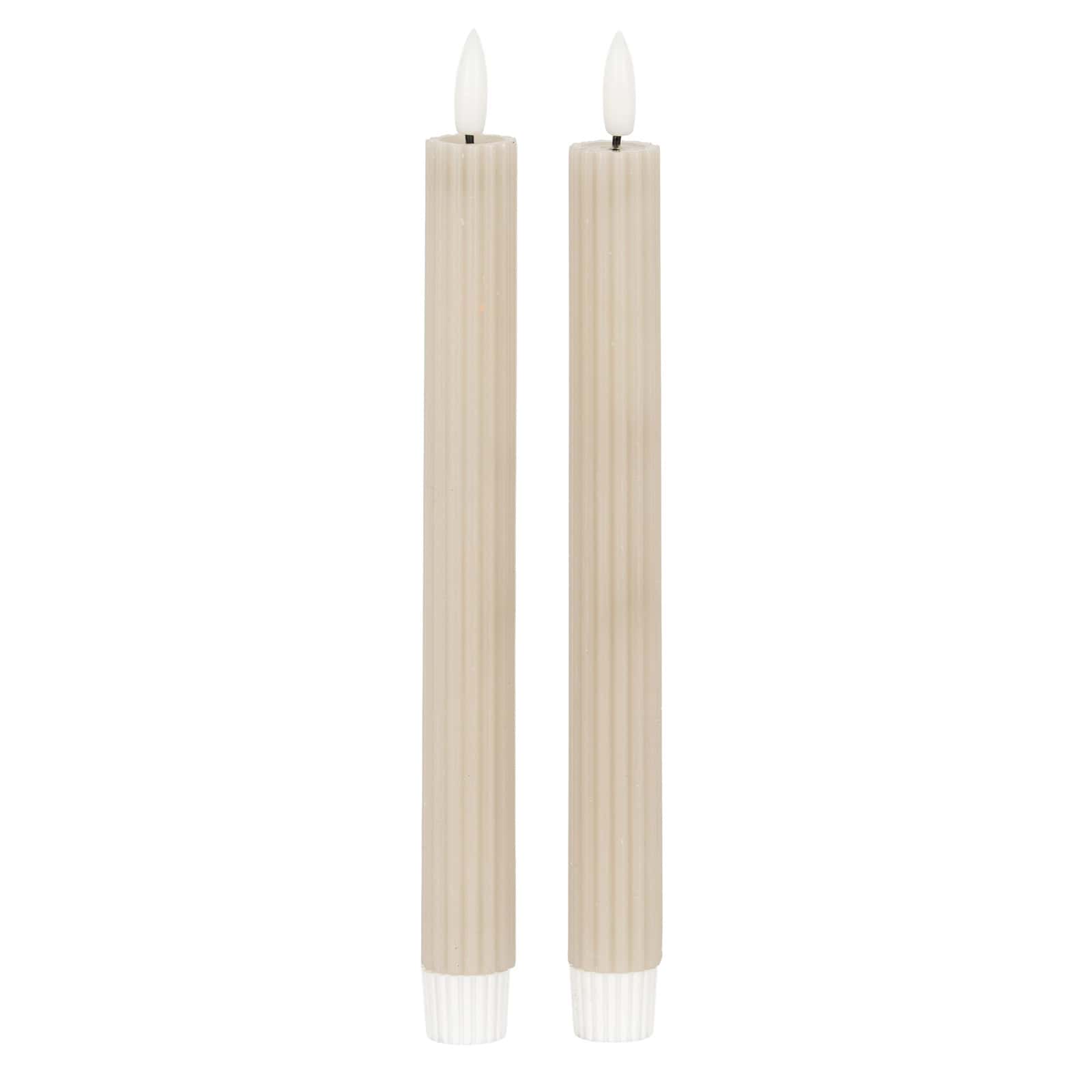 Luxe Collection Natural Glow Taupe Ribbed Taper Candles