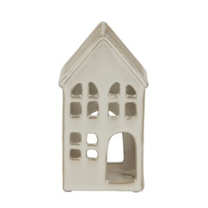 Large White Ceramic House Tea Light Holder