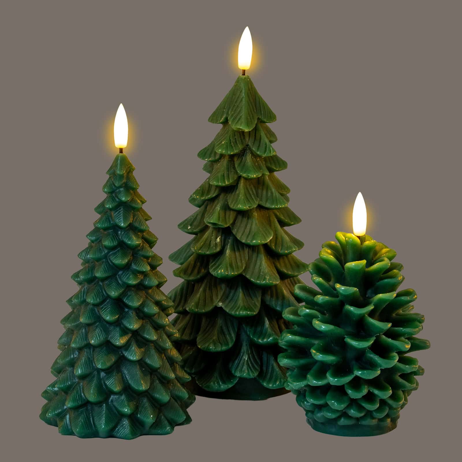 Luxe Collection Natural Glow Green Pinecone LED Wax Candle – Additional view 2