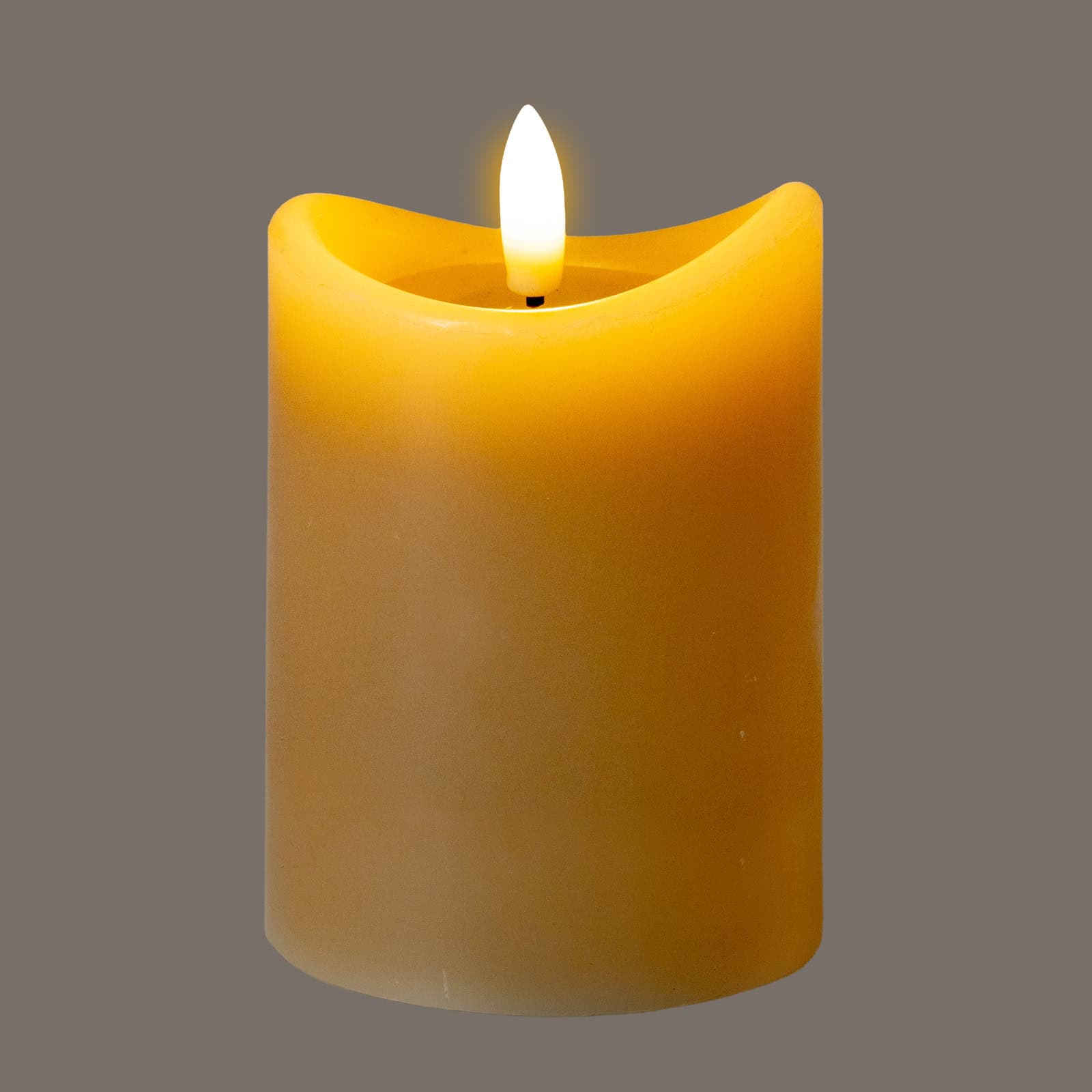 Luxe Collection Natural Glow 2.75x4 Taupe Melted LED Candle – Material: Plastic