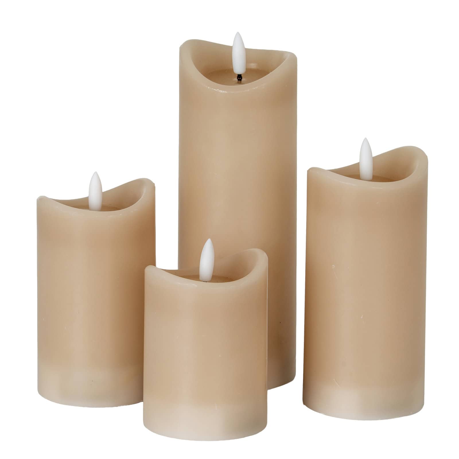 Luxe Collection Natural Glow 2.75x8 Taupe Melted LED Candle - Image 3