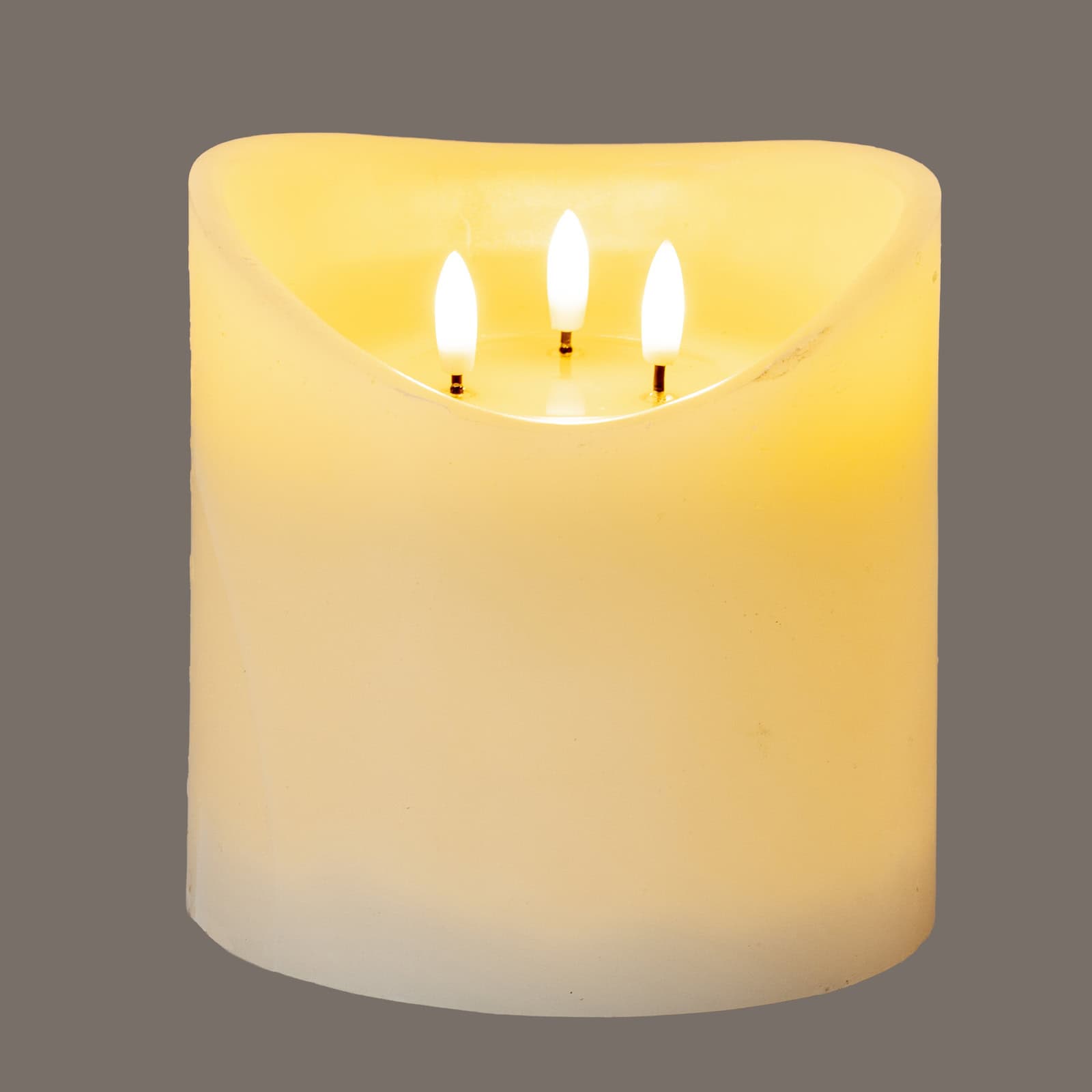Luxe Collection Natural Glow 6x6 Cream Melted LED Candle – Material: Plastic