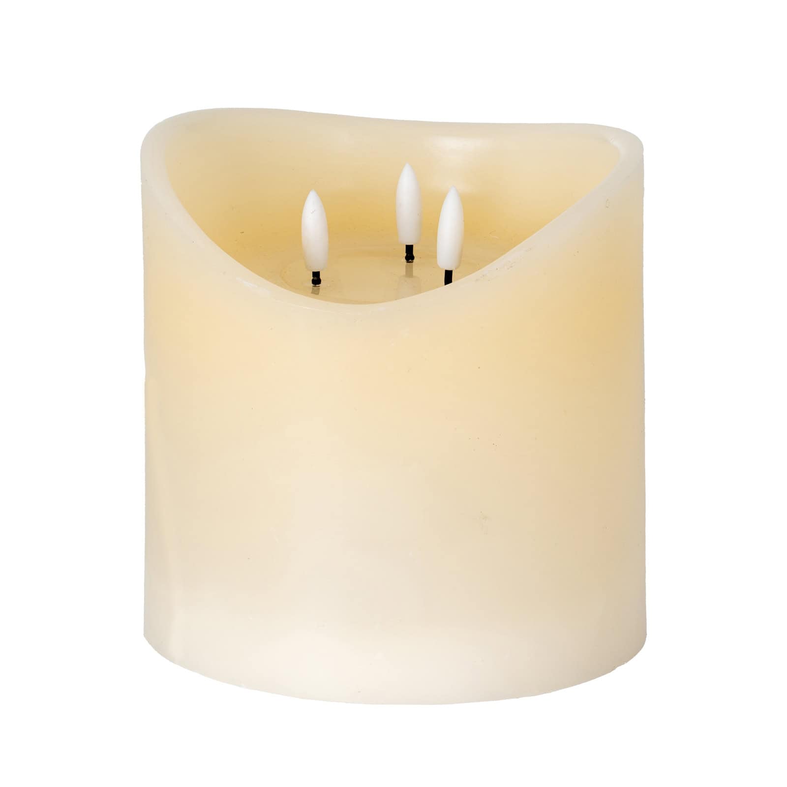 Luxe Collection Natural Glow 6×6 Cream Melted LED Candle
