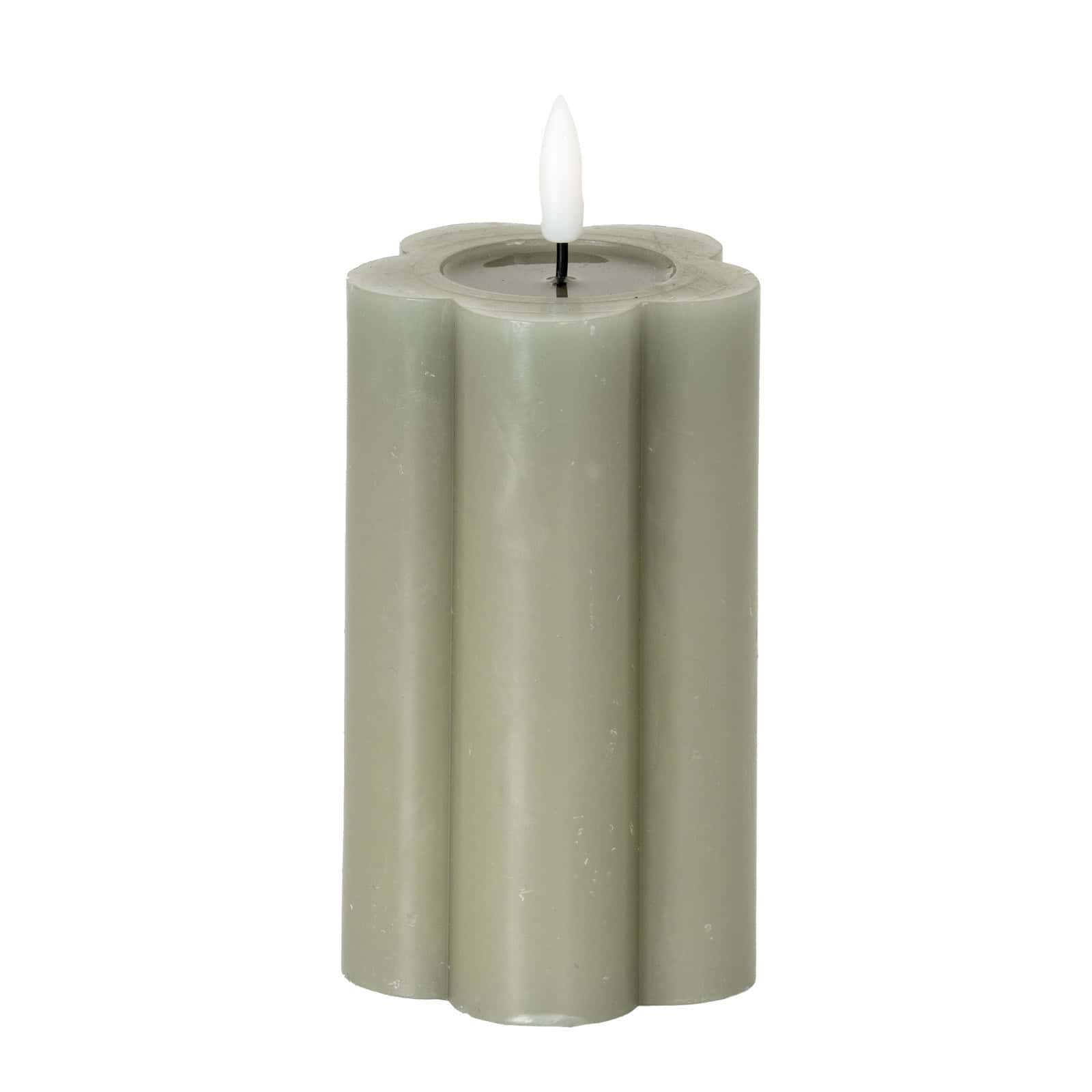 Luxe Collection Natural Glow 2.75×5 Grey Pillar LED Candle