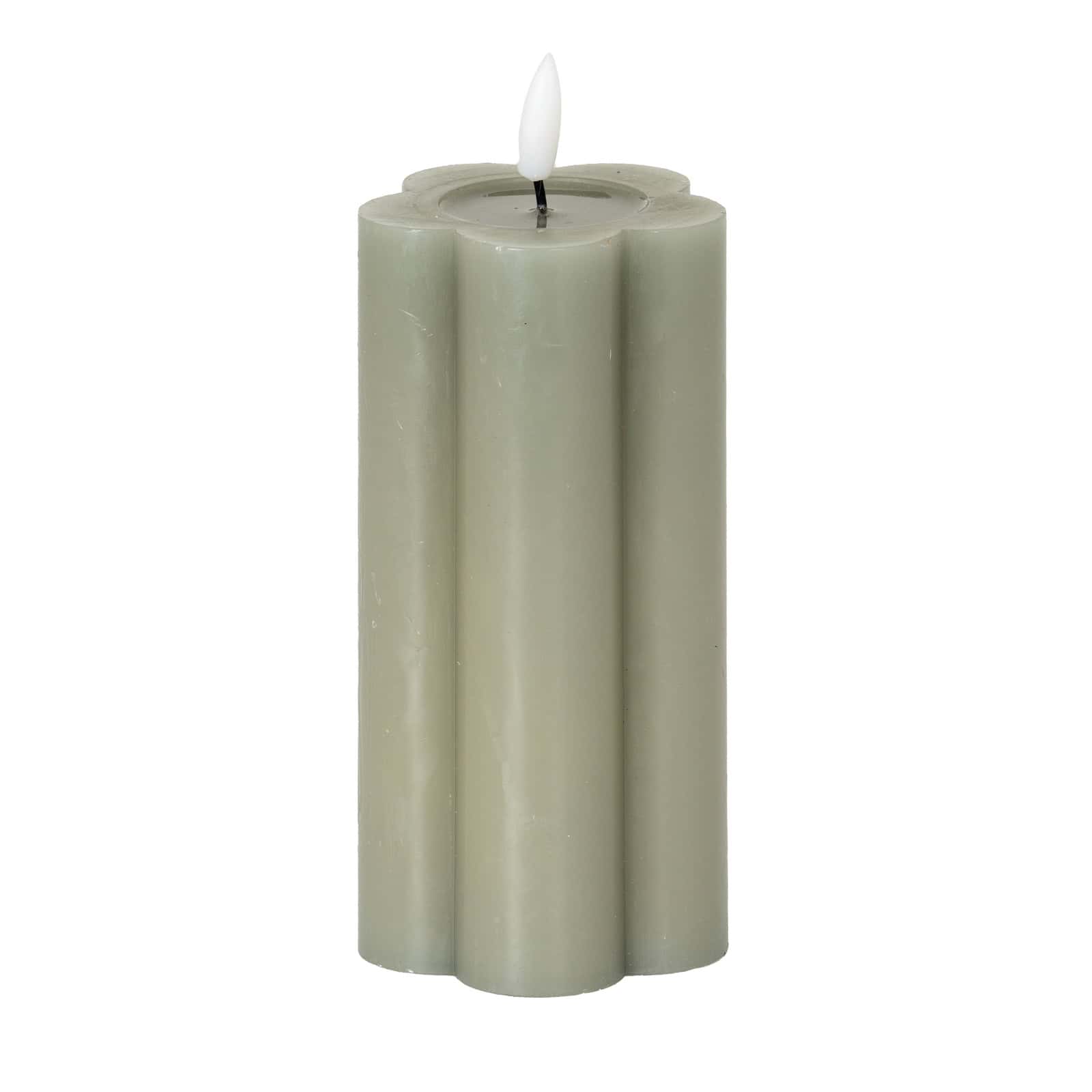 Luxe Collection Natural Glow 2.75×6 Grey Pillar LED Candle