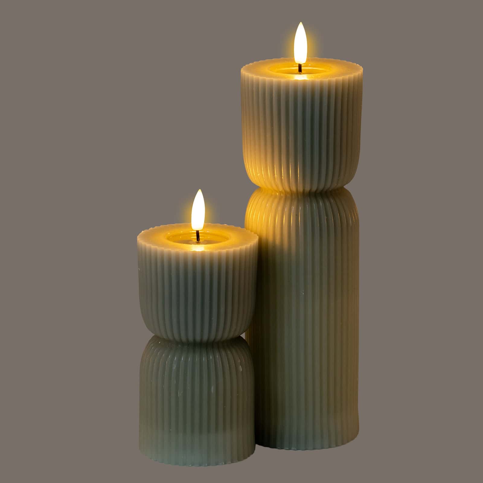 Luxe Collection Natural Glow 2.75x10 Grey Carved LED Candle – Additional view