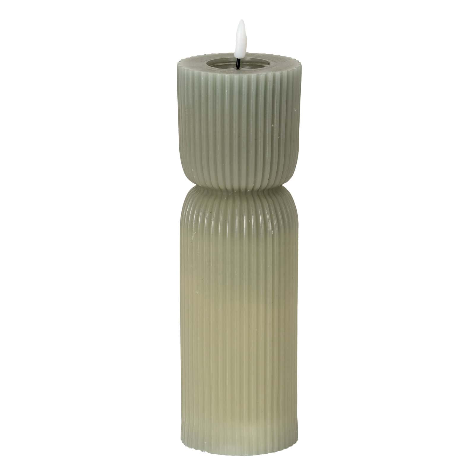Luxe Collection Natural Glow 2.75×10 Grey Carved LED Candle