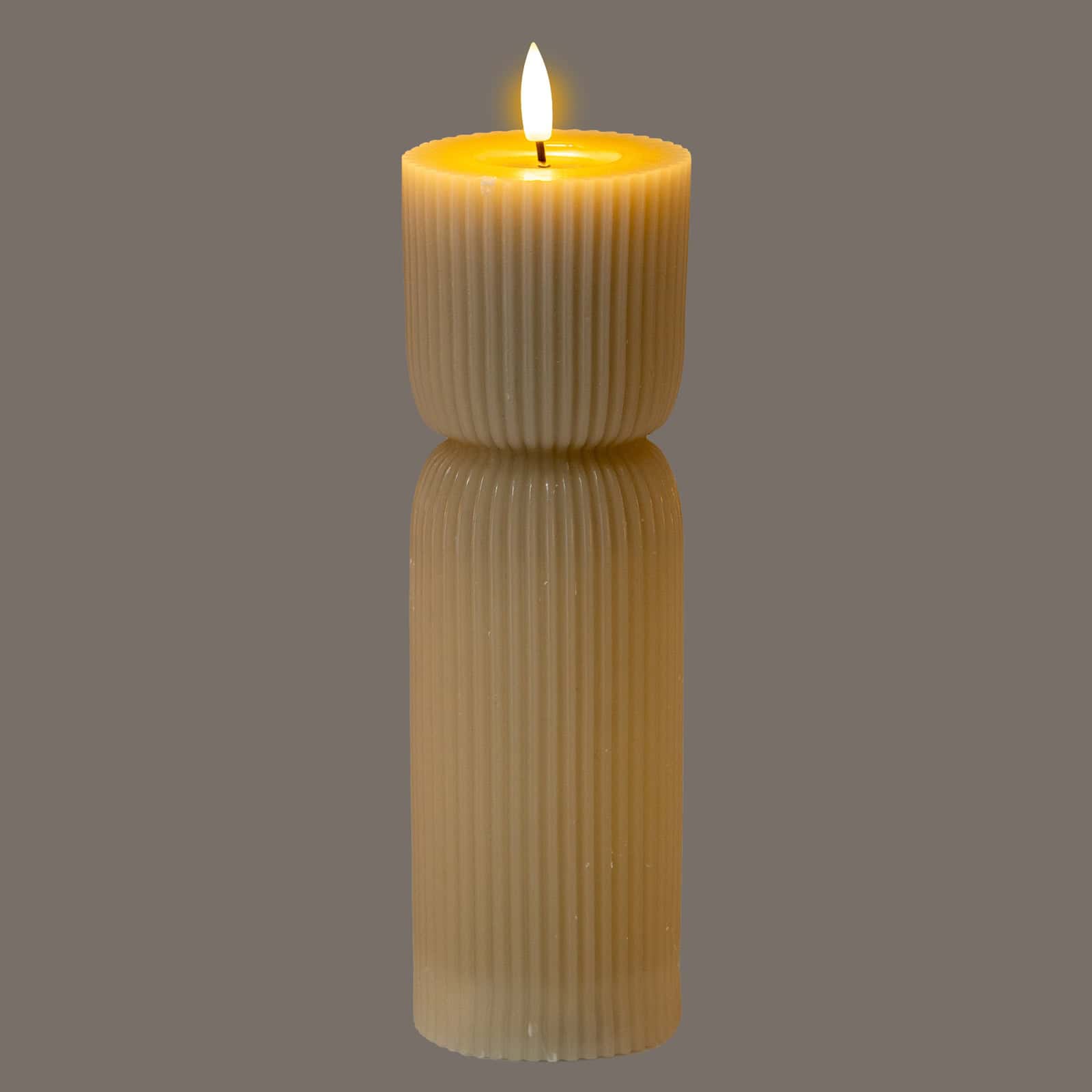 Luxe Collection Natural Glow 2.75x10 Stone Carved LED Candle – Material: Plastic
