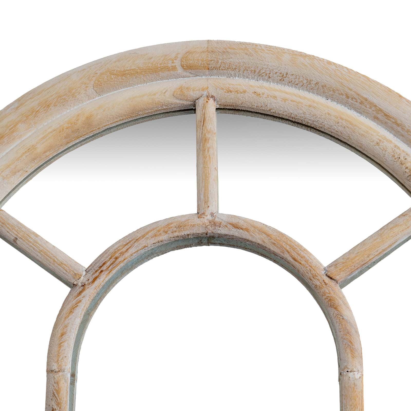 Washed Wood Tall Arched Window Mirror – Colour: Brown