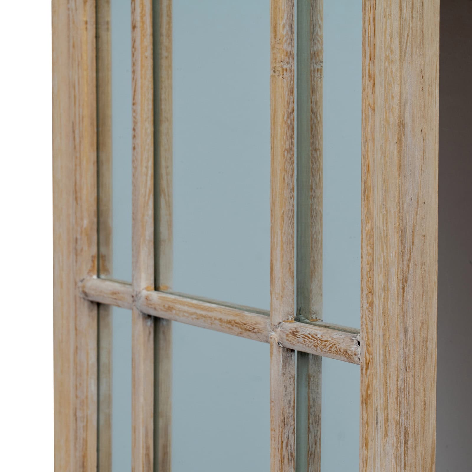 Washed Wood Tall Arched Window Mirror – Material: Glass
