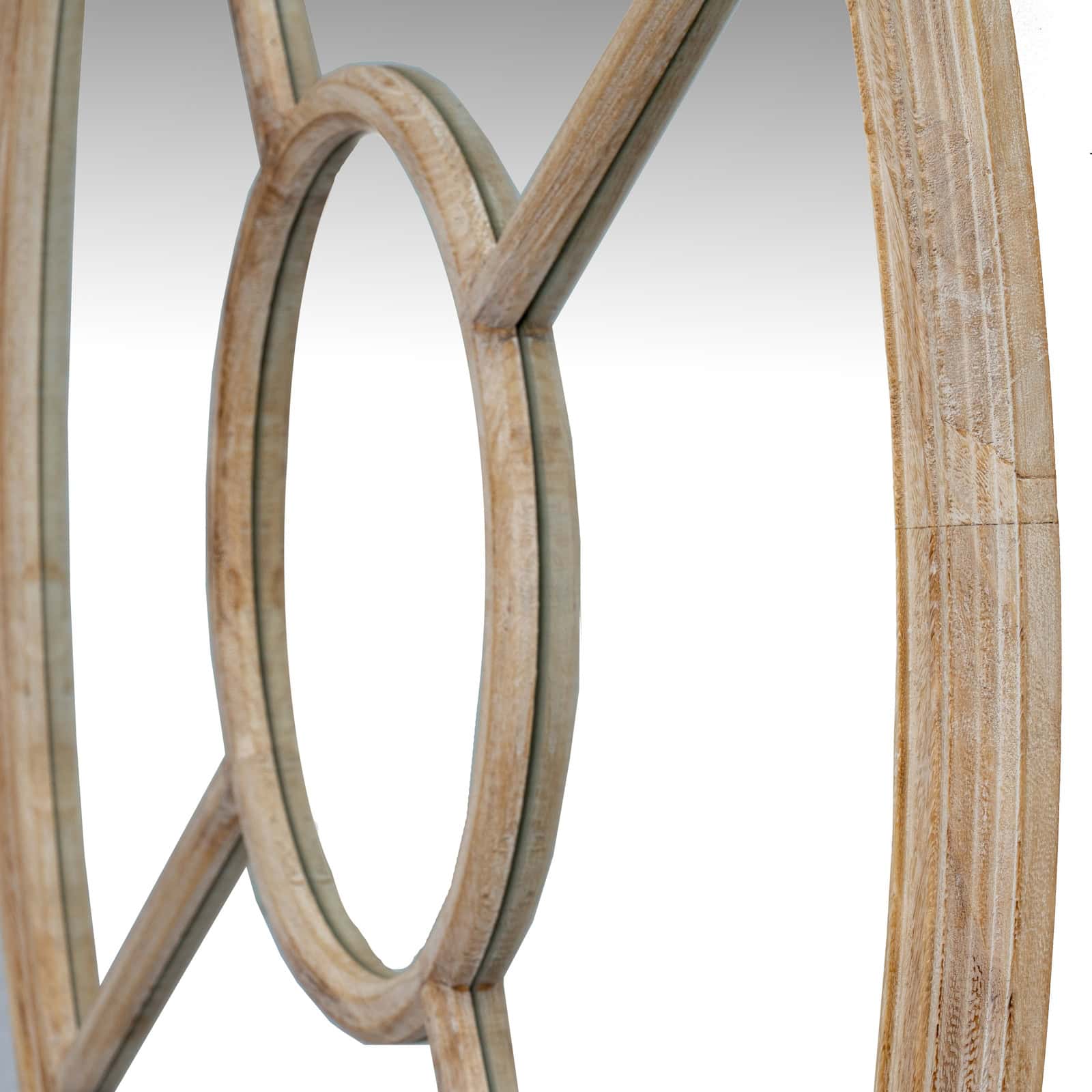Washed Wood Round Window Mirror – Colour: Brown