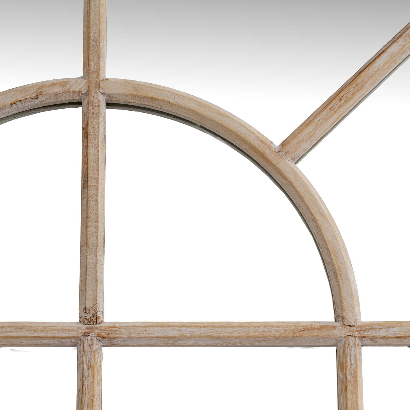 Washed Wood Arched Window Mirror – Material: Glass