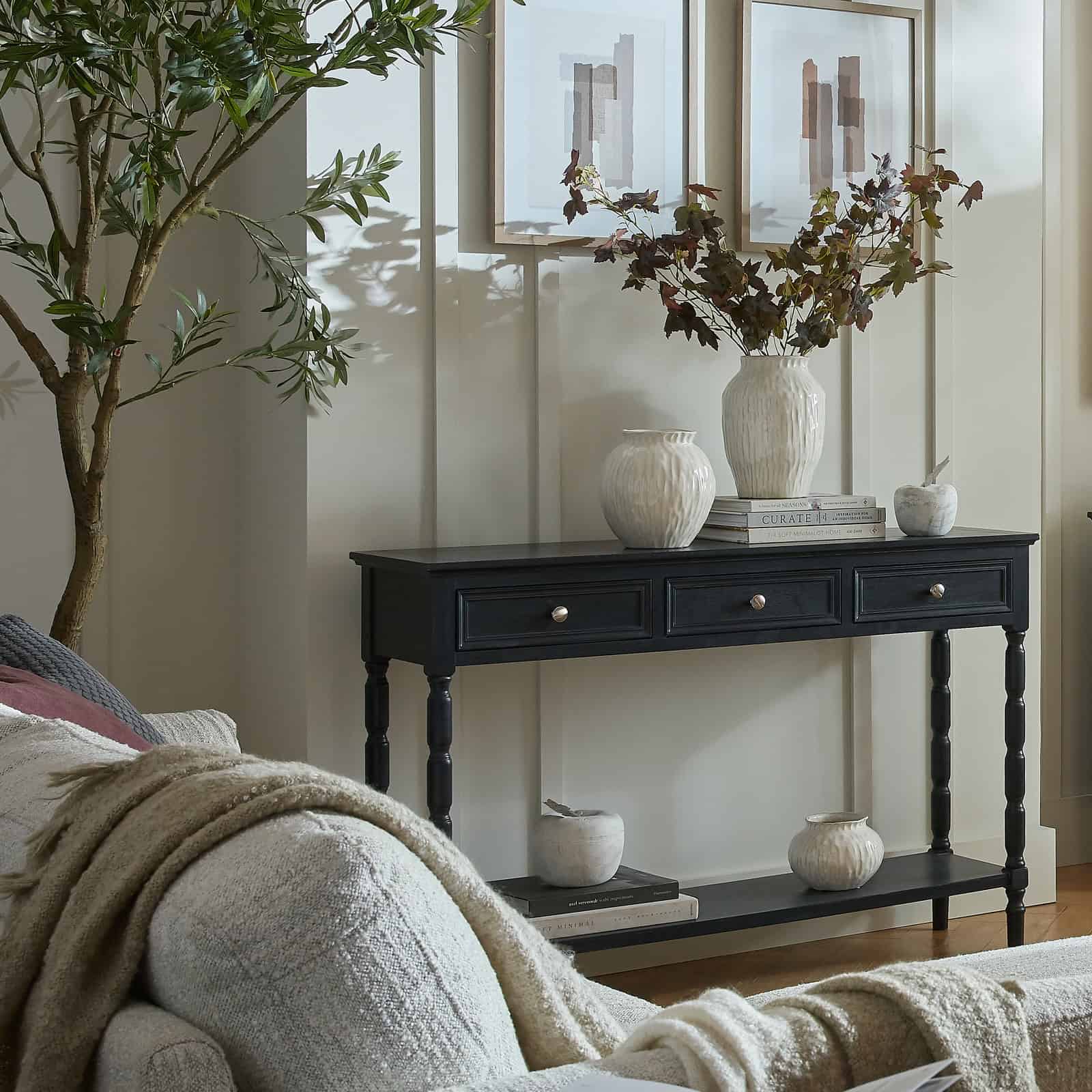 Contour Collection 3 Drawer Console – Colour: Black