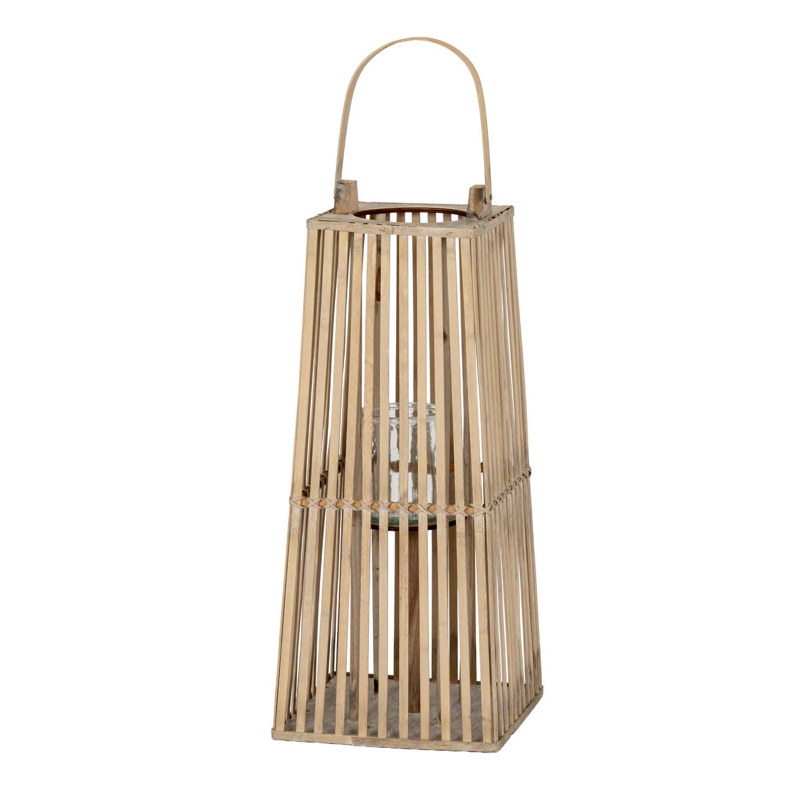 Small Silo Wicker Lantern With Glass Holder – Colour: Brown
