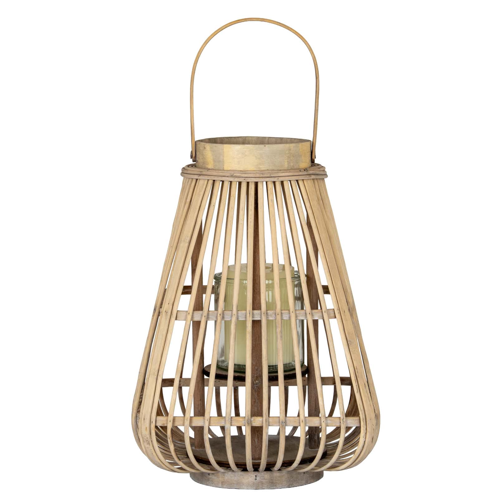 Medium Peardrop Wicker Lantern With Glass Holder – Colour: Brown