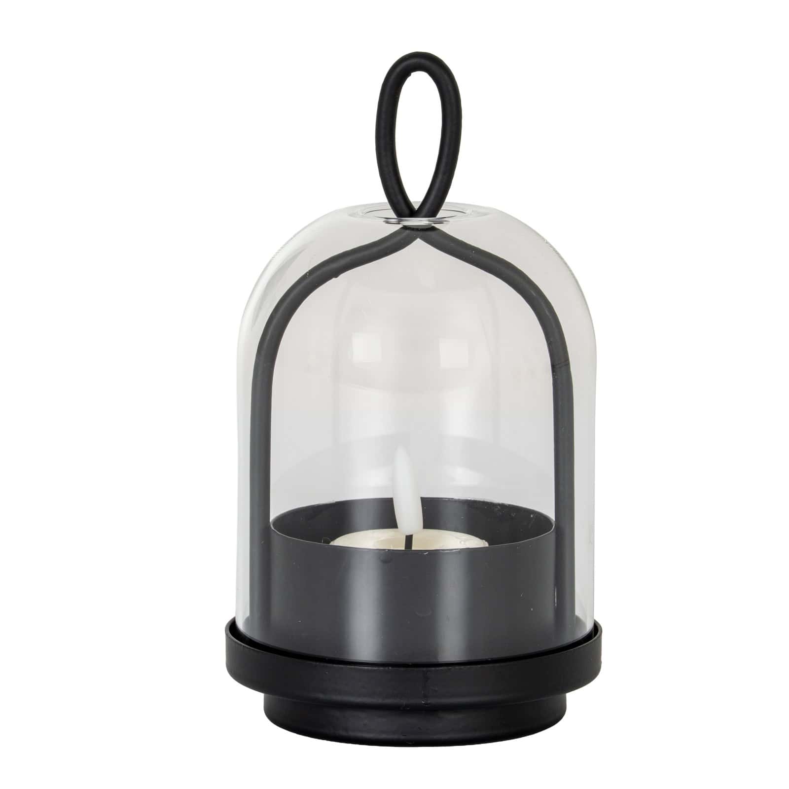 Nyx Large Candle Holder With Glass Cloche – Colour: Black