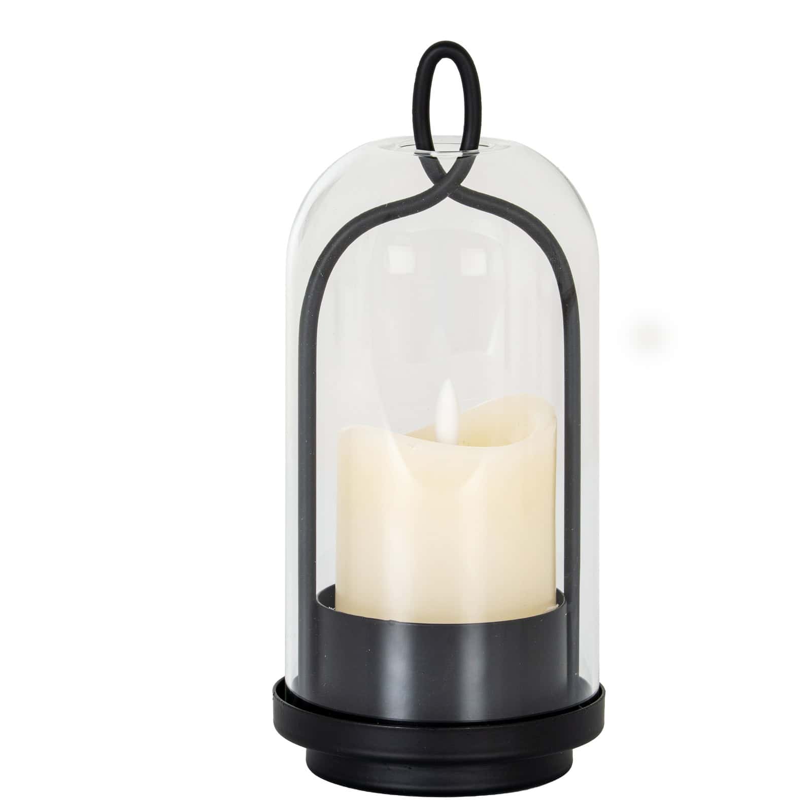 Nyx Medium Candle Holder With Glass Cloche – Colour: Black