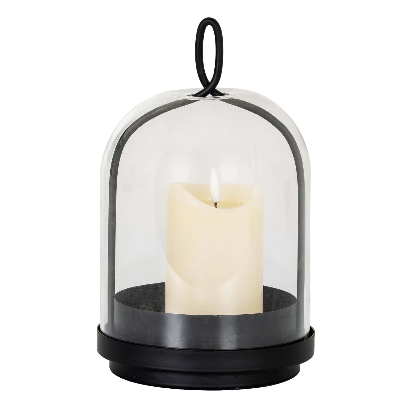 Nysa Medium Candle Holder With Glass Cloche – Colour: Black