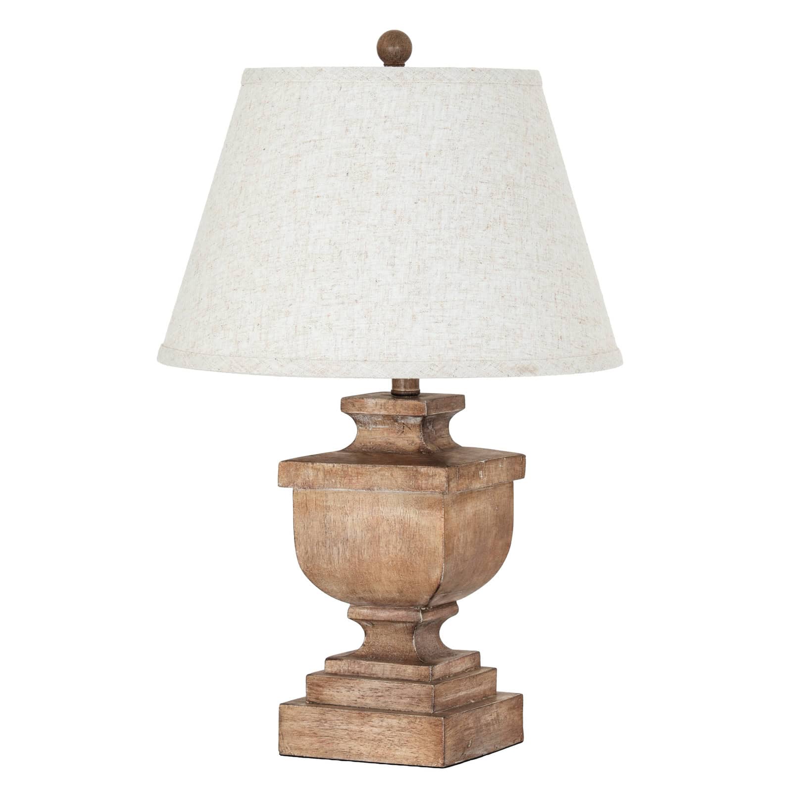 Ravelle Table Lamp With Edged Linen Shade – Colour: Brown