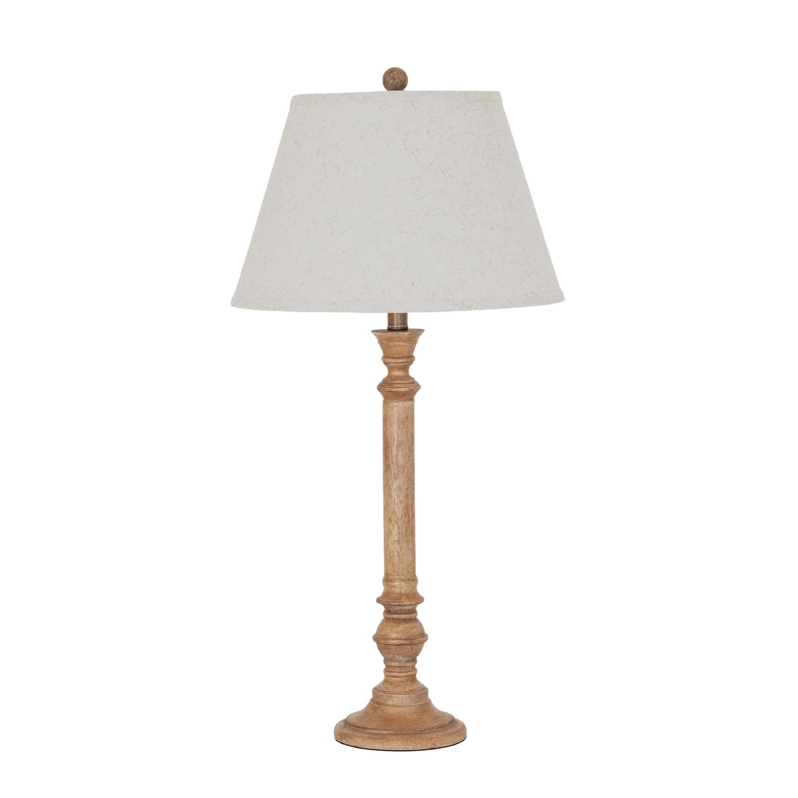 Solenne Table Lamp With Edged Linen Shade – Colour: Brown